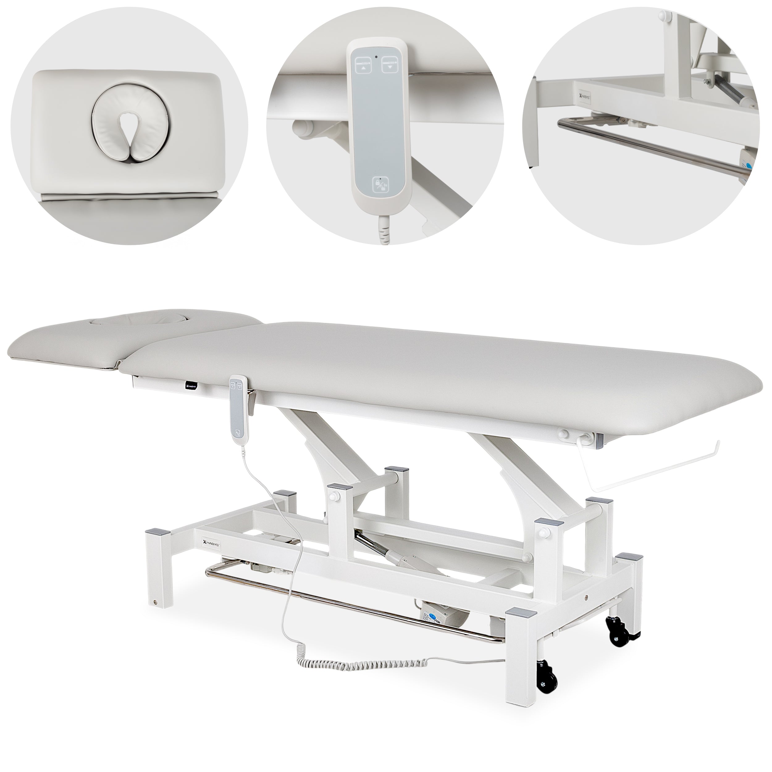 Elektrinis masažo / reabilitacijos stalas Fortis 2 ERGO – Habys, šviesiai pilkas