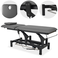 --Fortis 2 treatment table, electric adjustment, foot control bar, hand remote control, head cushion, k722 gray-