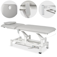 --Fortis 2 treatment table, electric adjustment, foot control bar, hand remote control, head cushion, k729 light gray-