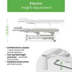 -2-Fortis 2 treatment table, electric adjustment, foot control bar, hand remote control, head cushion, k729 light gray-2