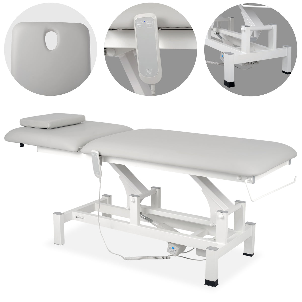 --Fortis 2 treatment table, electric adjustment, hand remote control, head cushion, k729 light gray-