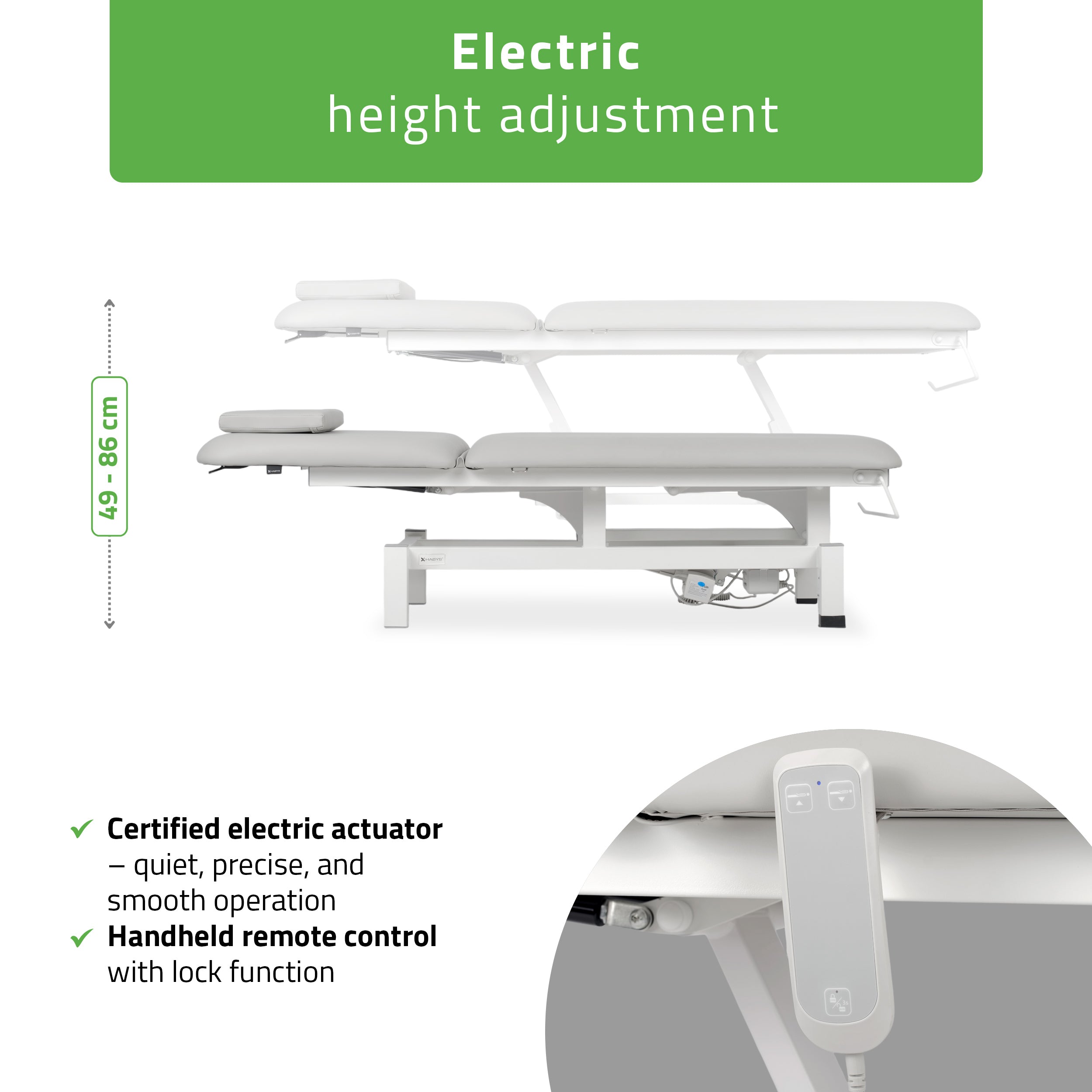 -2-Fortis 2 treatment table, electric adjustment, hand remote control, head cushion, k729 light gray-2