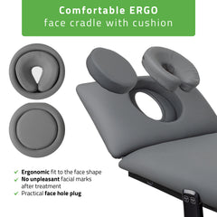 -2-Fortis 4 ERGO treatment table, electric height adjustment with foot control bar, ERGO cushion, k722 gray-2