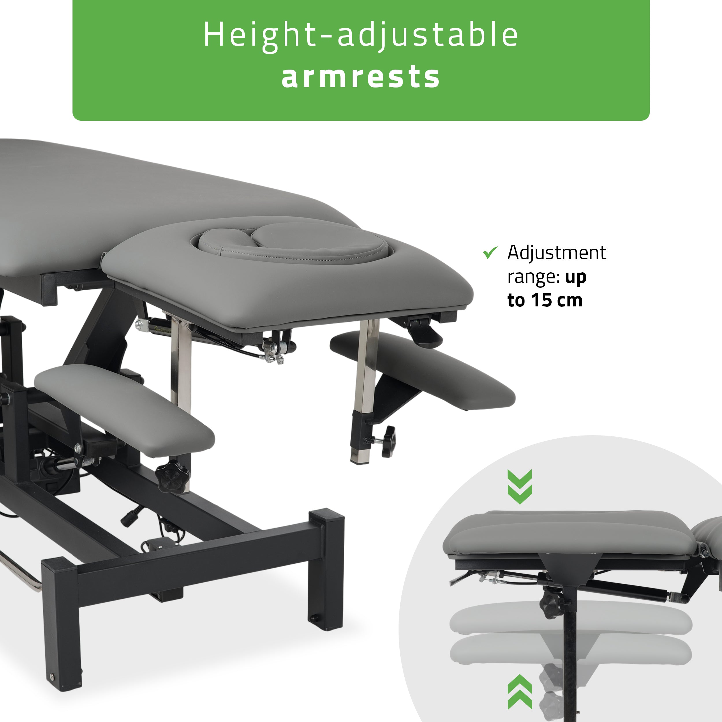 -6-Fortis 4 ERGO treatment table, electric height adjustment with foot control bar, ERGO cushion, k722 gray-6