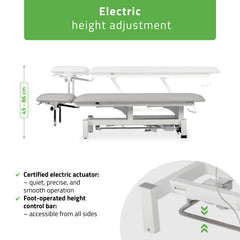 -1-Fortis 4 ERGO treatment table, electric height adjustment with foot control bar, ERGO cushion, k729 light gray-1