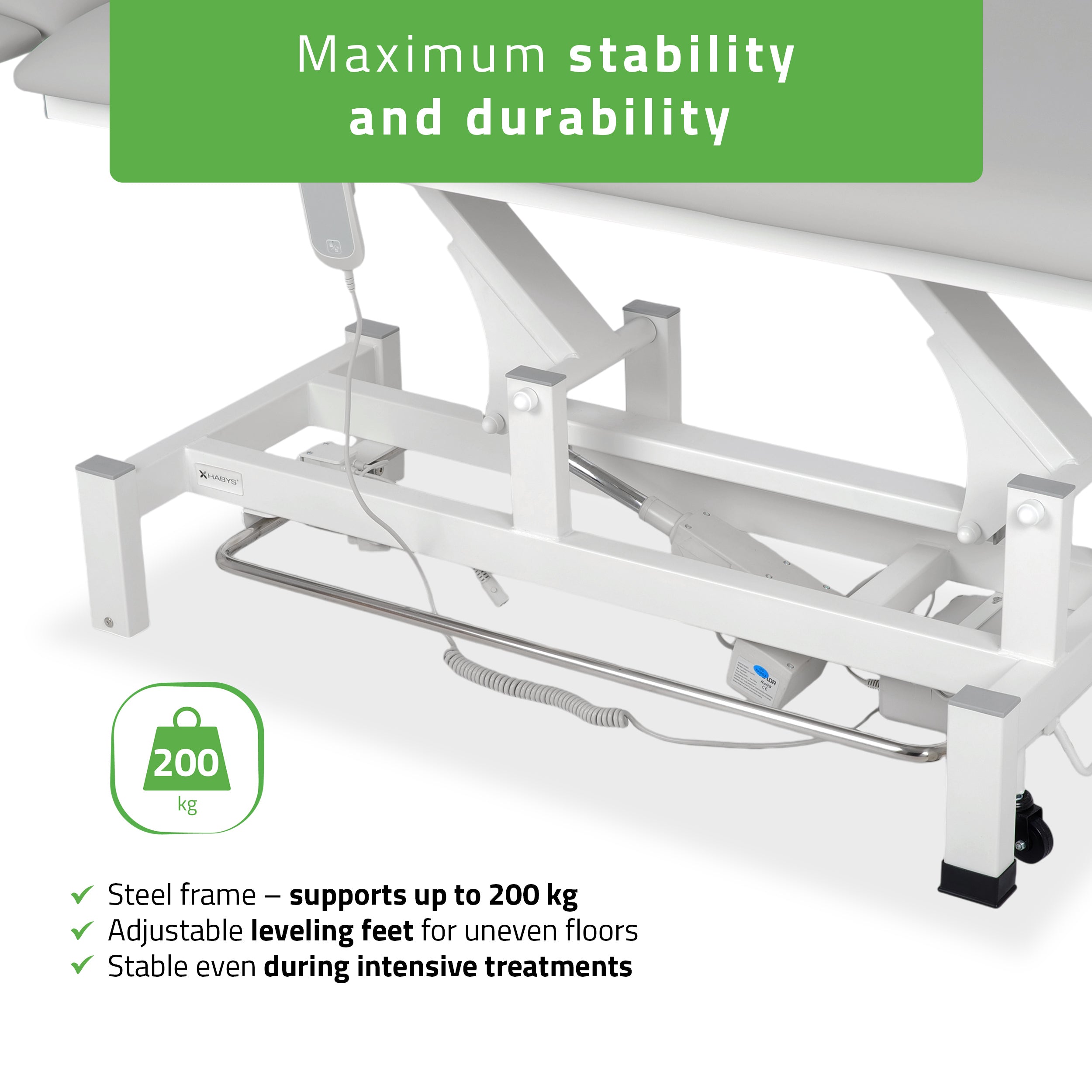 -4-Fortis 4 ERGO treatment table, electric height adjustment with foot control bar, ERGO cushion, k729 light gray-4