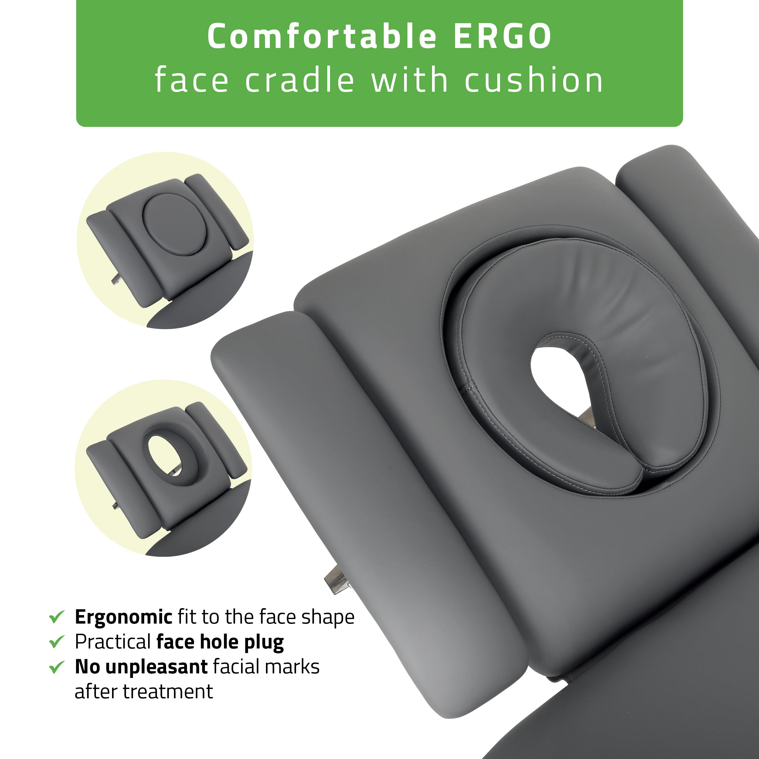 -4-Fortis 5 ERGO treatment table, electric height adjustment with foot control bar, ERGO cushion, k722 gray-4