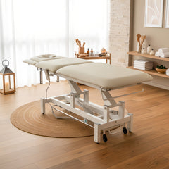 -1-Fortis 5 ERGO treatment table, electric height adjustment with foot control bar,ERGO cushion, k729 light gray-1