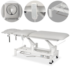 --Fortis 5 ERGO treatment table, electric height adjustment with foot control bar,ERGO cushion, k729 light gray-
