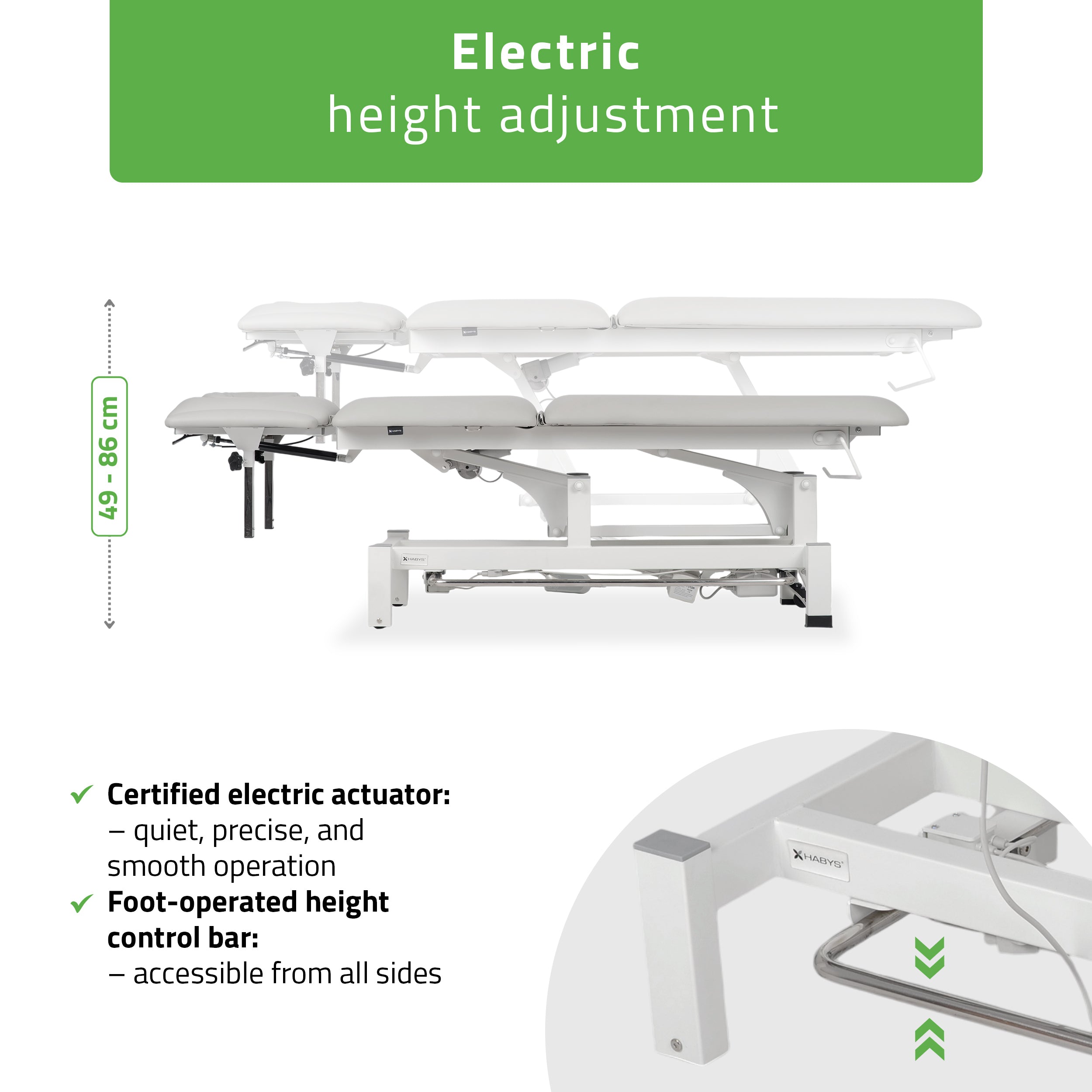 -2-Fortis 5 ERGO treatment table, electric height adjustment with foot control bar,ERGO cushion, k729 light gray-2