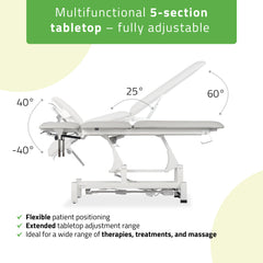 -3-Fortis 5 ERGO treatment table, electric height adjustment with foot control bar,ERGO cushion, k729 light gray-3