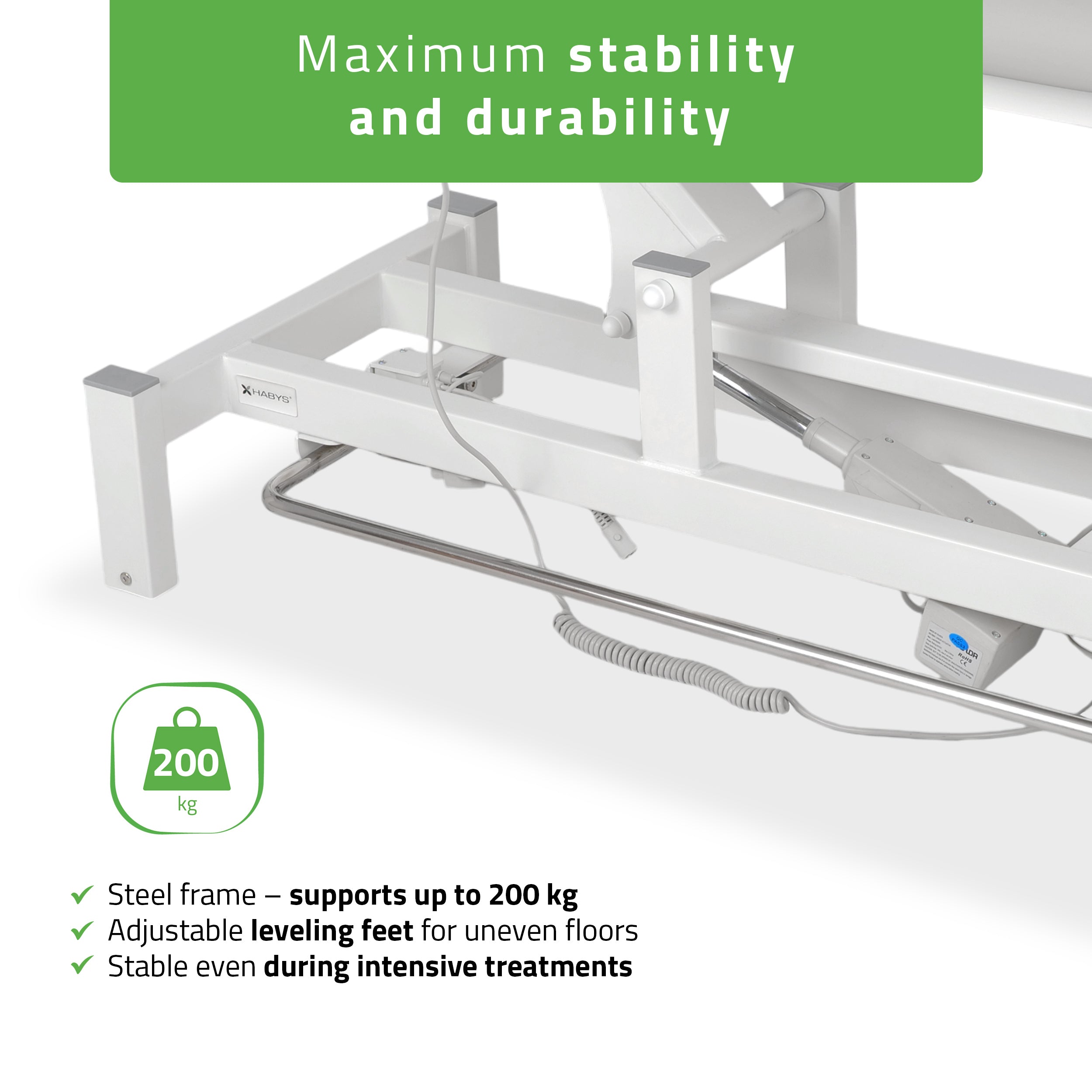 -6-Fortis 5 ERGO treatment table, electric height adjustment with foot control bar,ERGO cushion, k729 light gray-6
