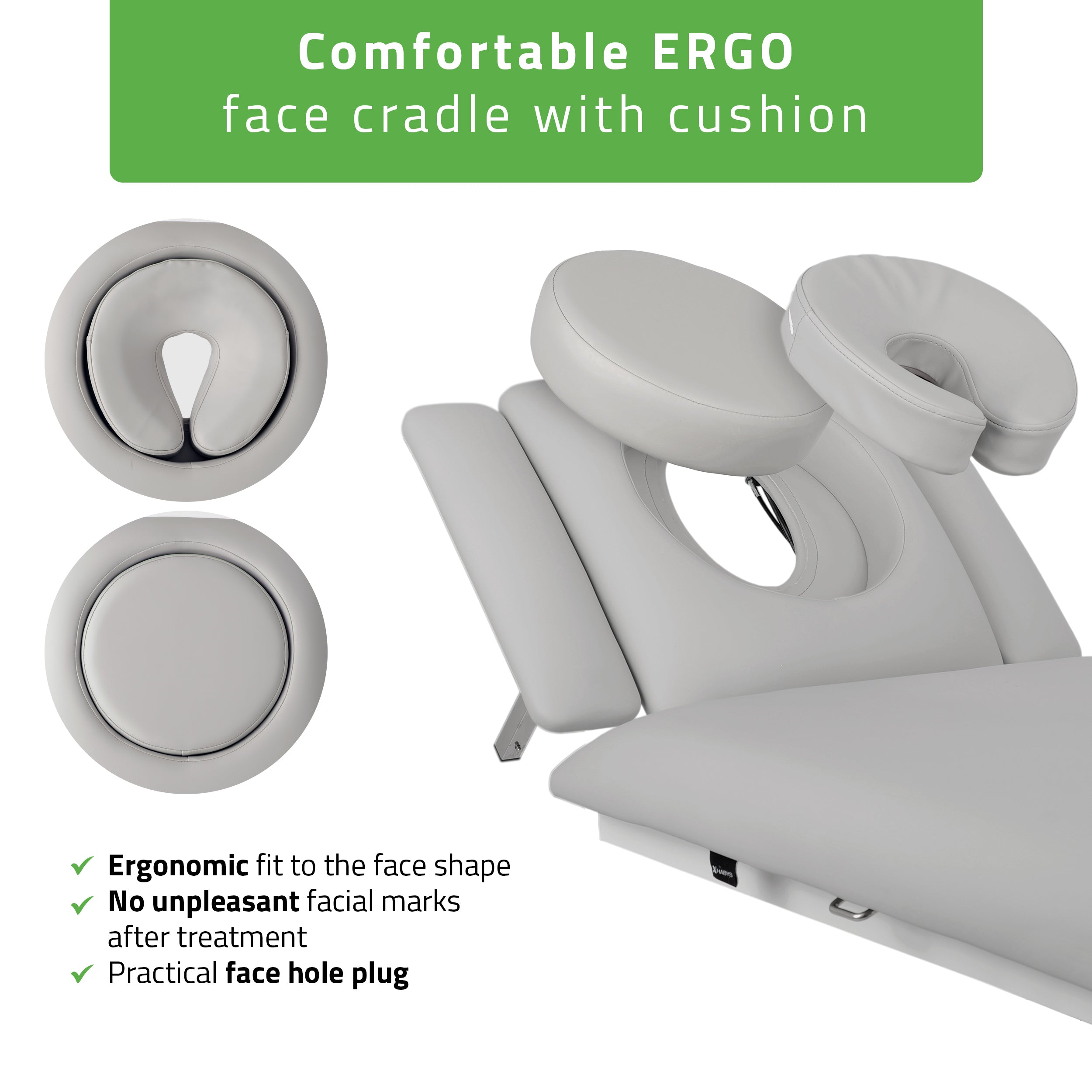 -4-Fortis 5 ERGO treatment table, electric height adjustment with hand remote control, ERGO cushion, k729 light gray-4