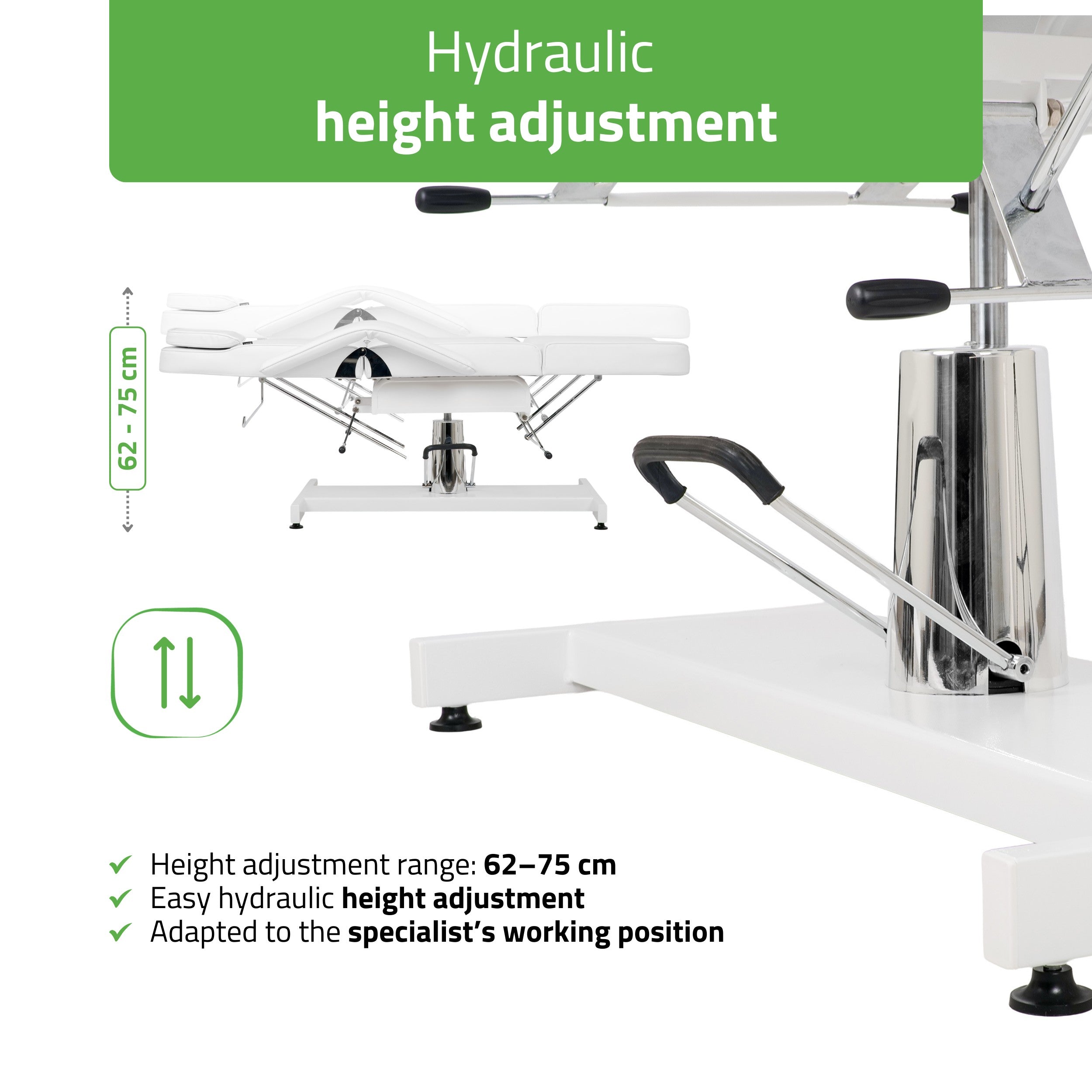 Alora hidraulinis kosmetologinis krėslas Touch Core K301, baltas