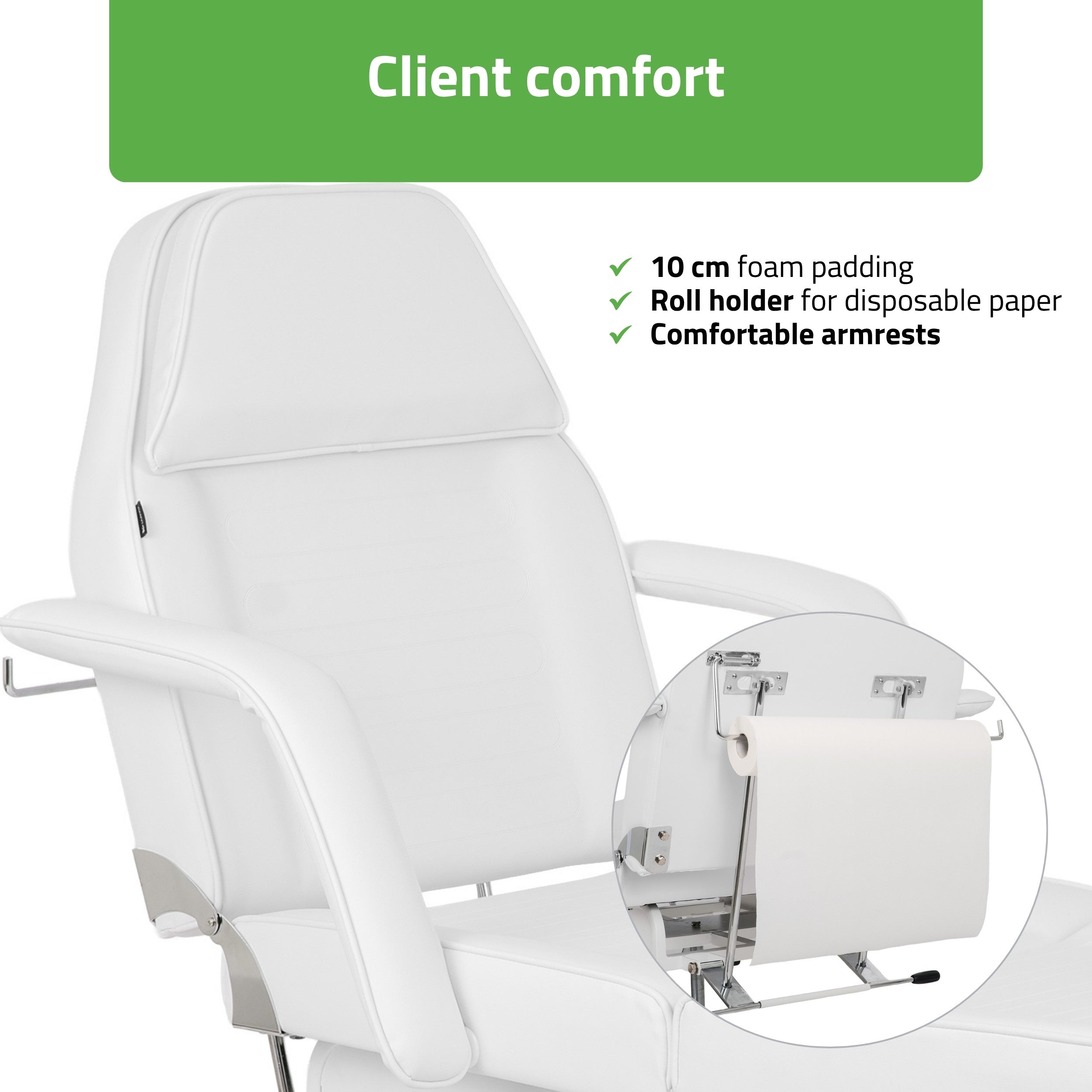Alora hidraulinis kosmetologinis krėslas Touch Core K301, baltas