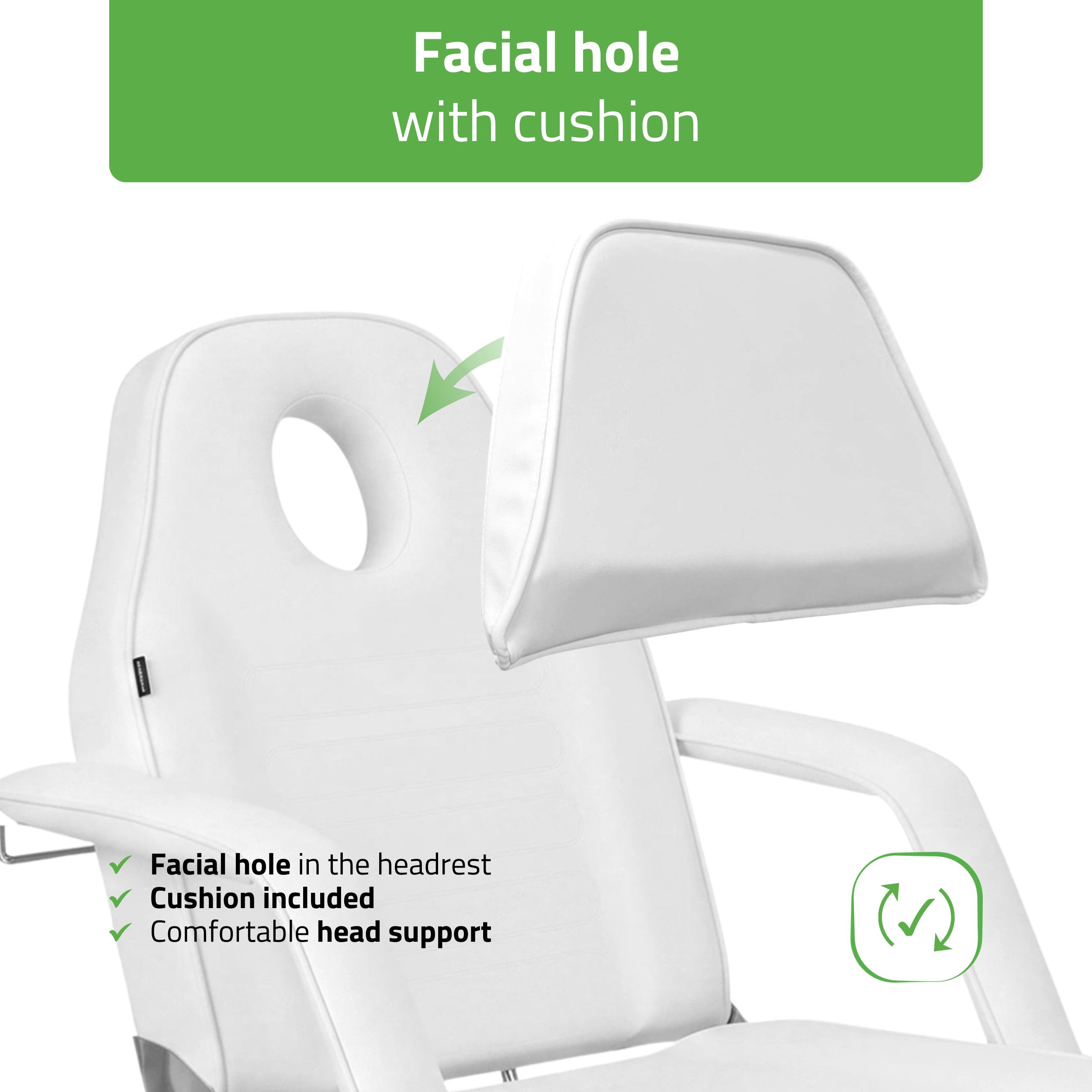 Alora hidraulinis kosmetologinis krėslas Touch Core K301, baltas