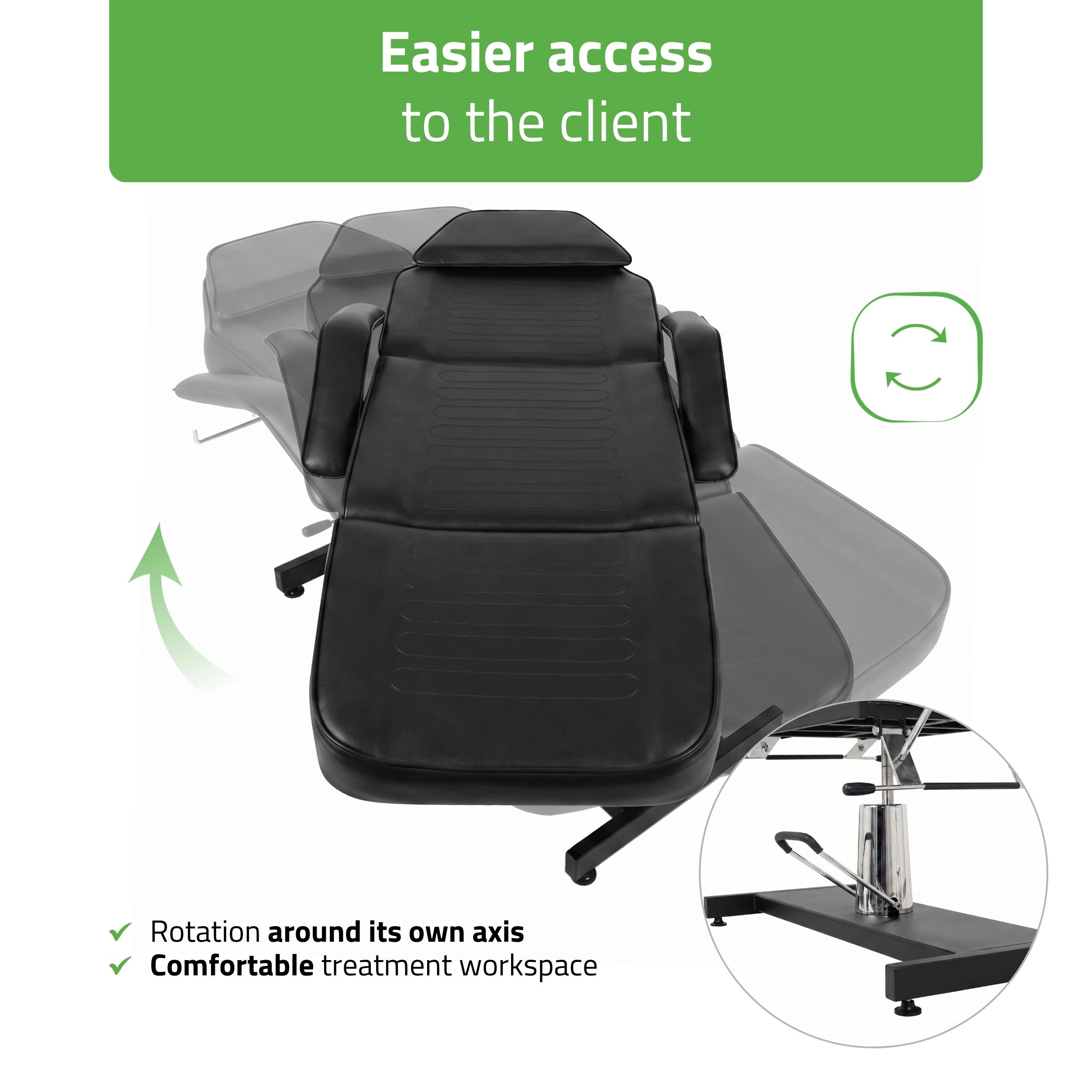 Alora hidraulinis kosmetologinis krėslas Touch Core K315, juodas