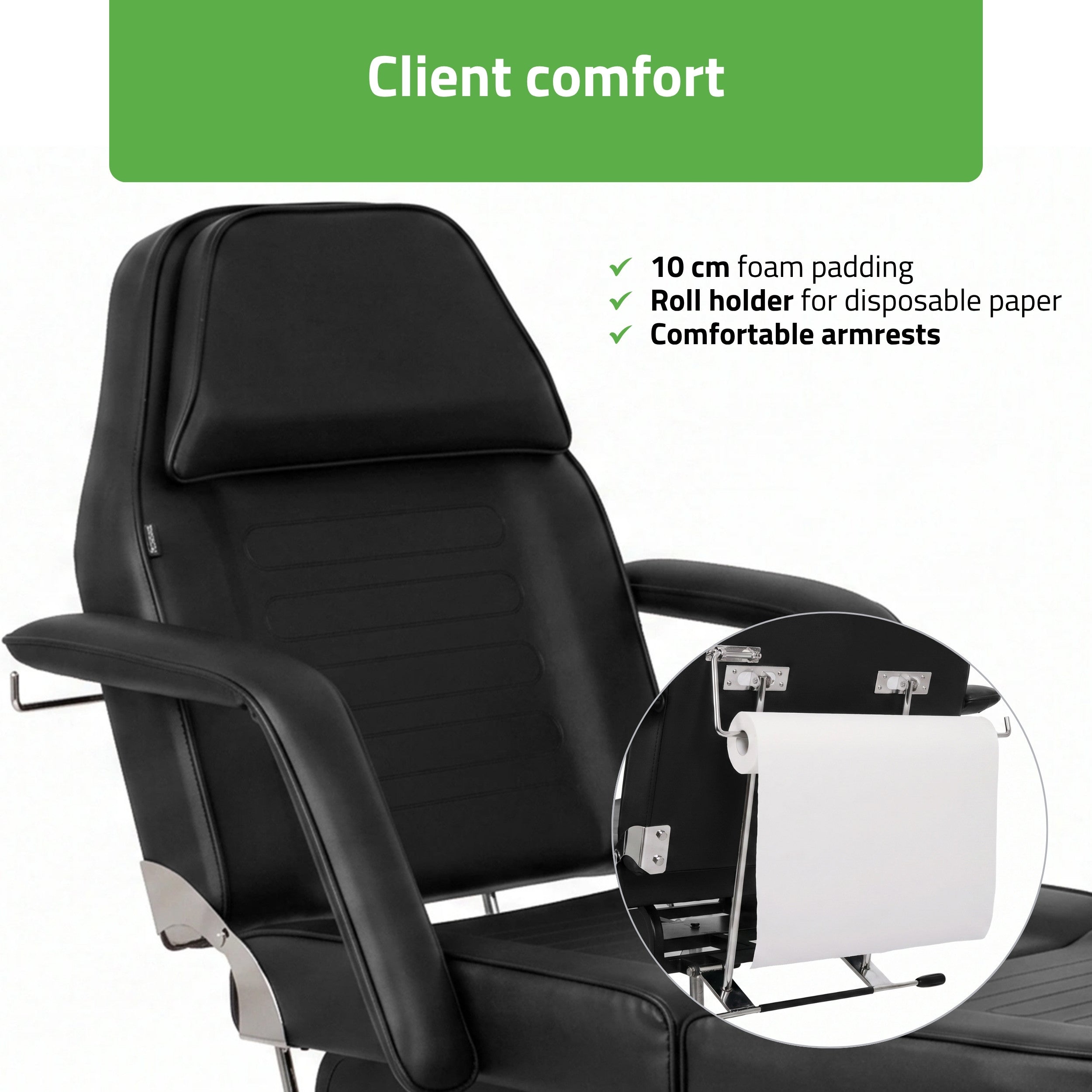 Alora hidraulinis kosmetologinis krėslas Touch Core K315, juodas