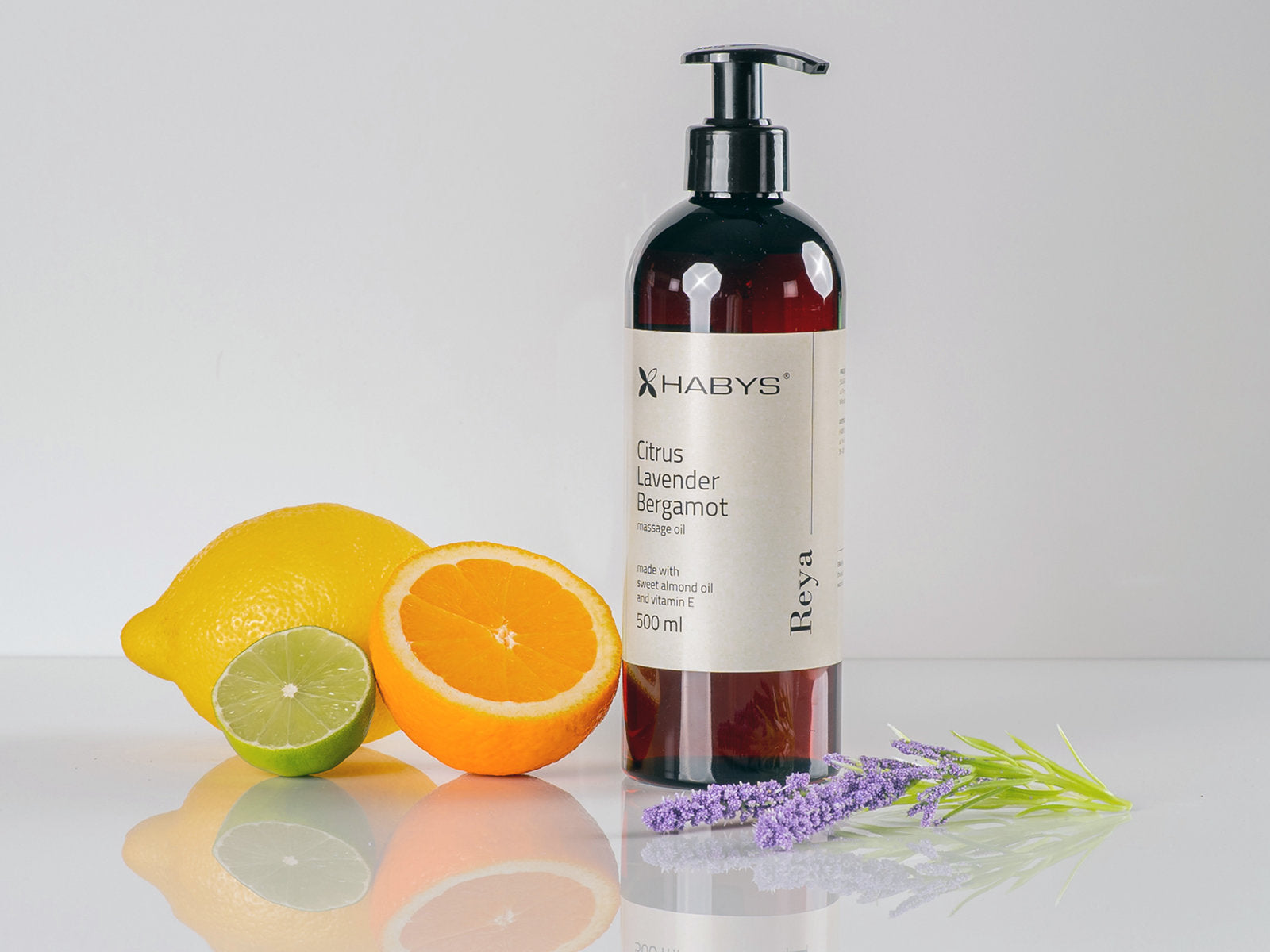 Massage Oil, Citrus/Lavender/Bergamot, HABYS 500 ml