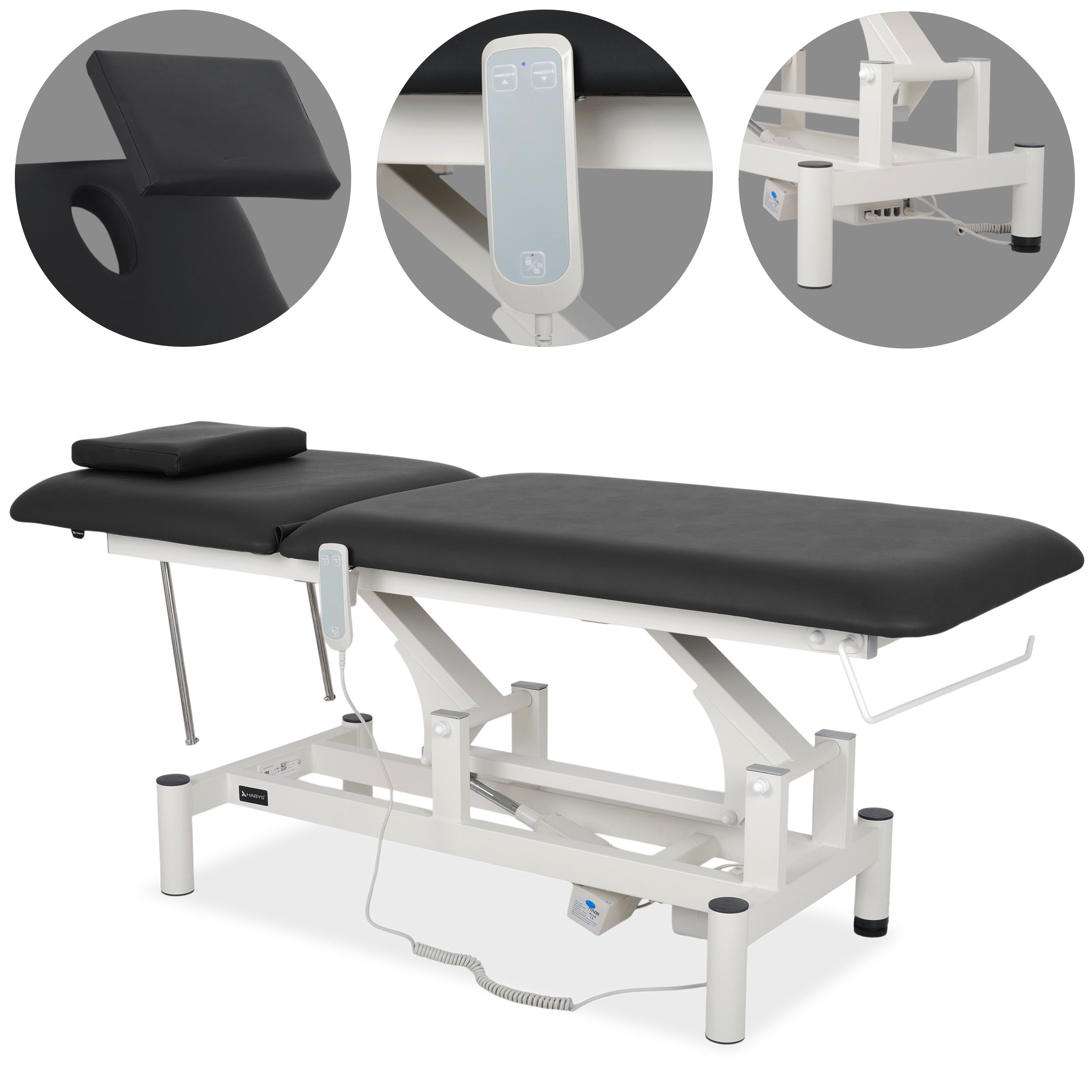 --Optima therapy table, electric height adjustment with hand remote – Satin Comfort k715 black-