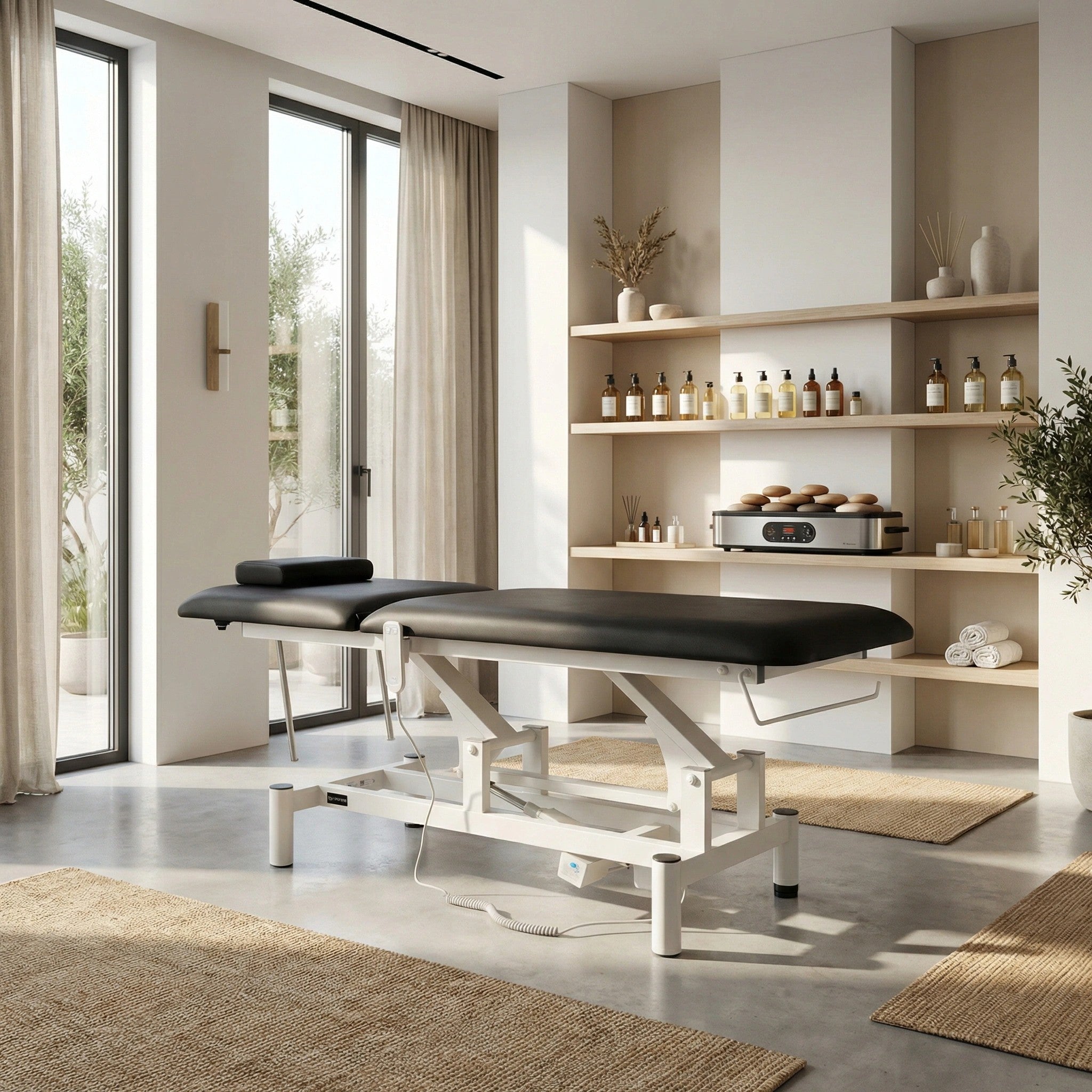 -1-Optima therapy table, electric height adjustment with hand remote – Satin Comfort k715 black-1