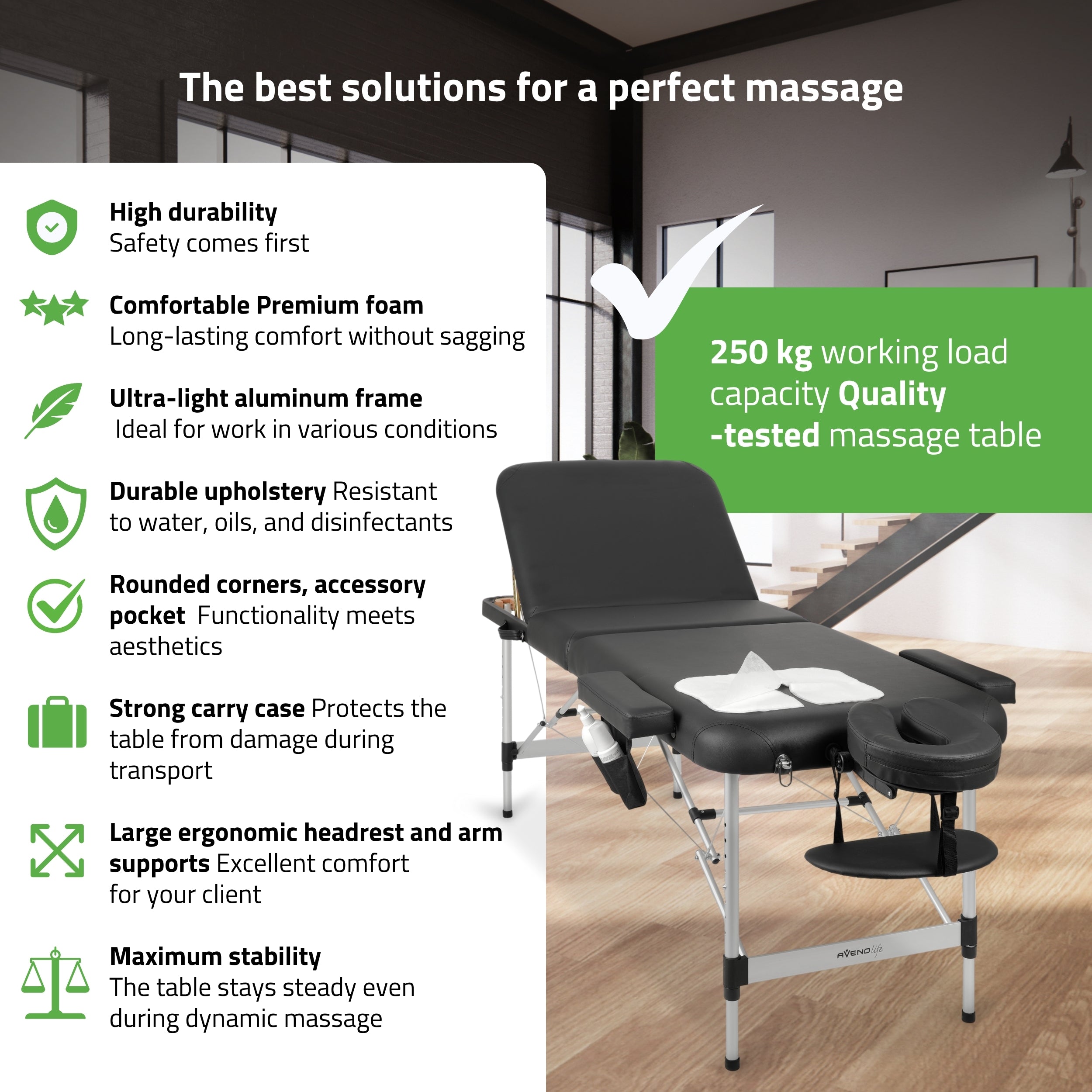 Portable massage table Adele 60 Comfy Base K515 Black