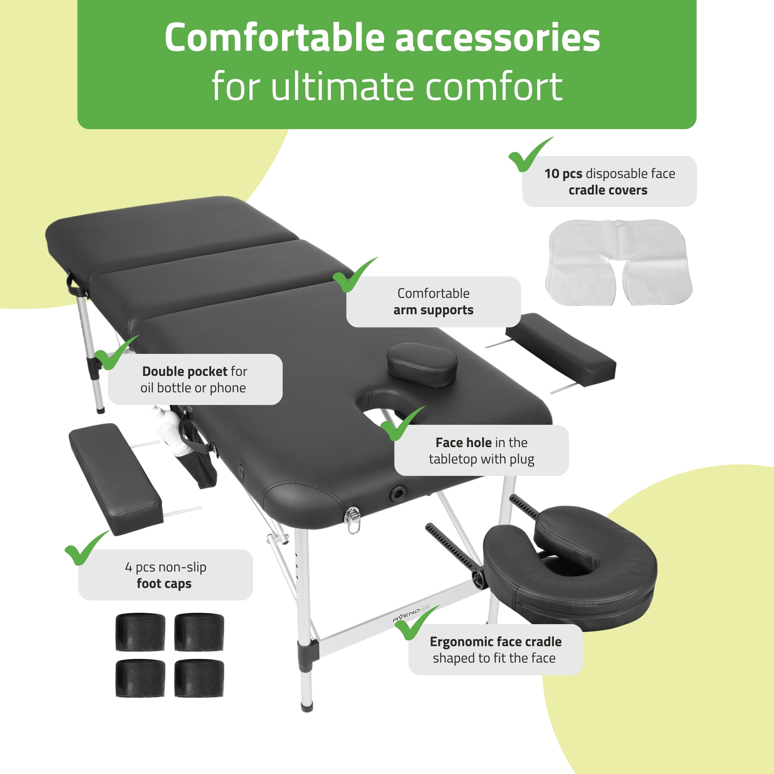 Portable massage table Adele 60 Comfy Base K515 Black