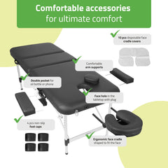 Portable massage table Adele 60 Comfy Base K515 Black