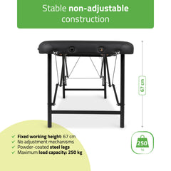 Nešiojamas masažo stalas – Habys Rico 60 cm Comfy Base K515, juodas