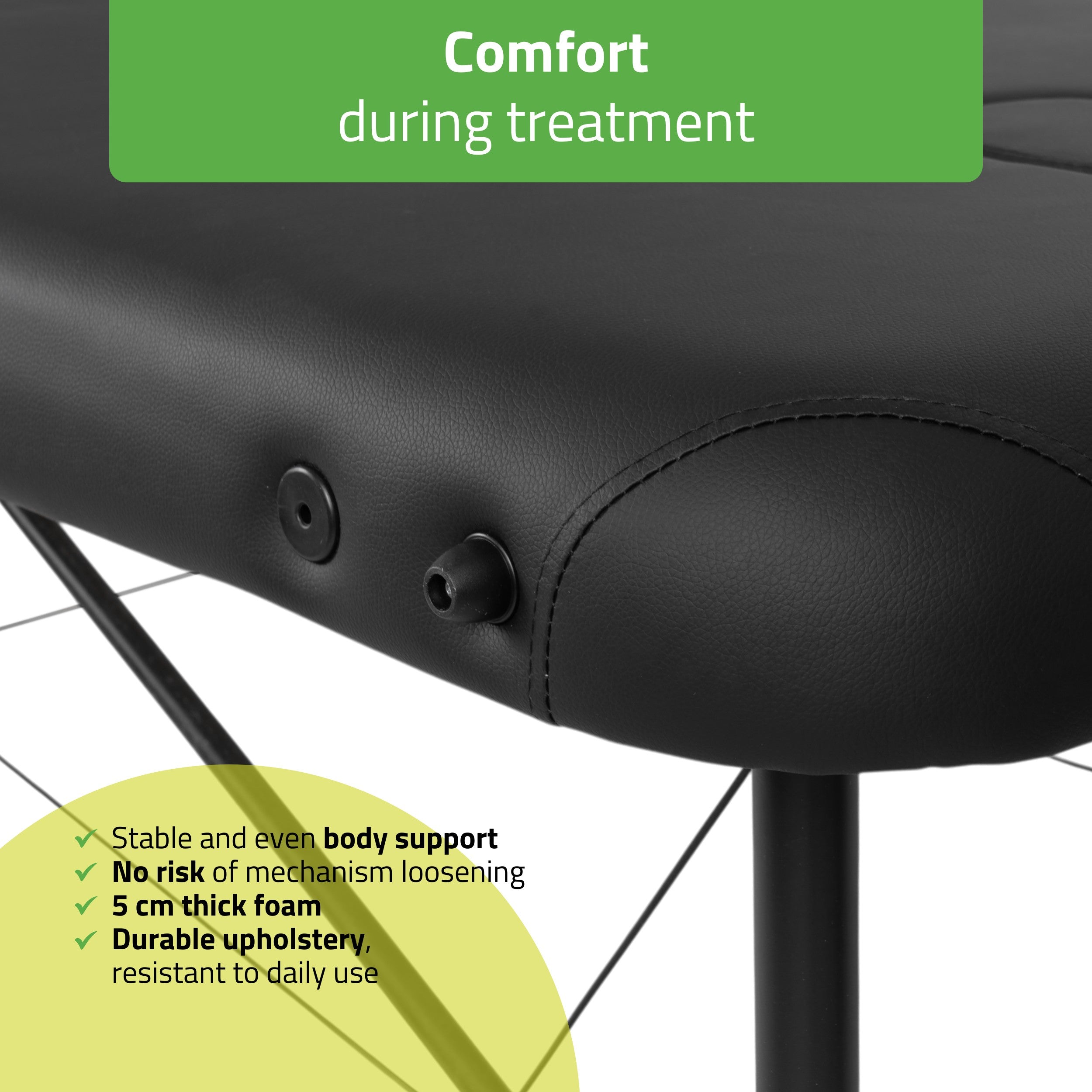 Nešiojamas masažo stalas – Habys Rico 60 cm Comfy Base K515, juodas