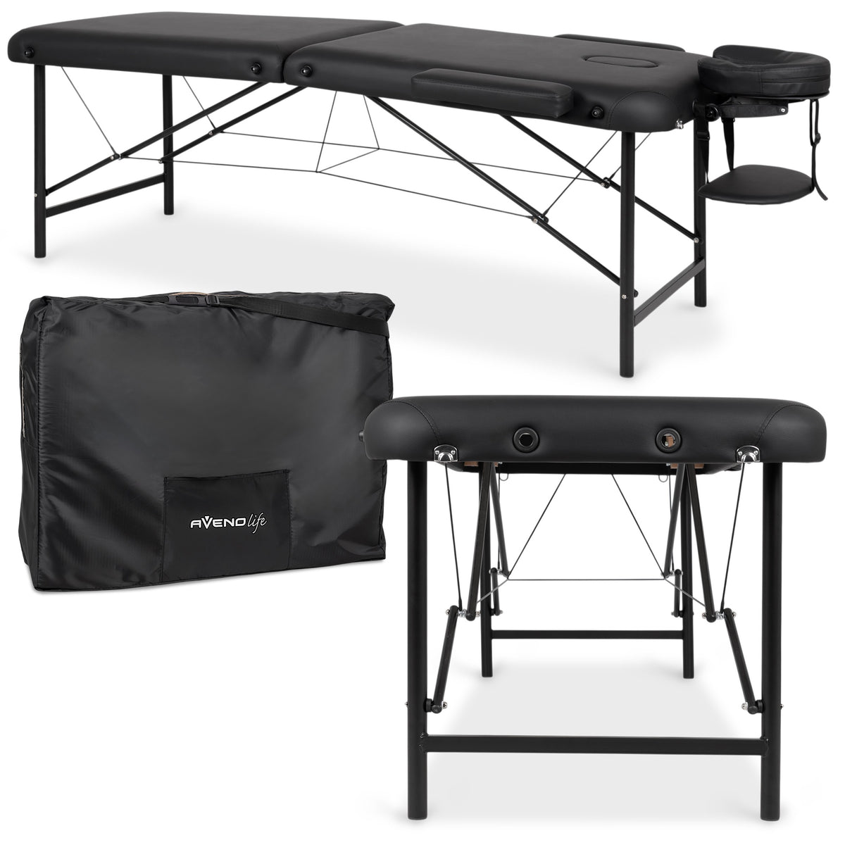 Nešiojamas masažo stalas – Habys Rico 70 cm Comfy Base K515, juodas