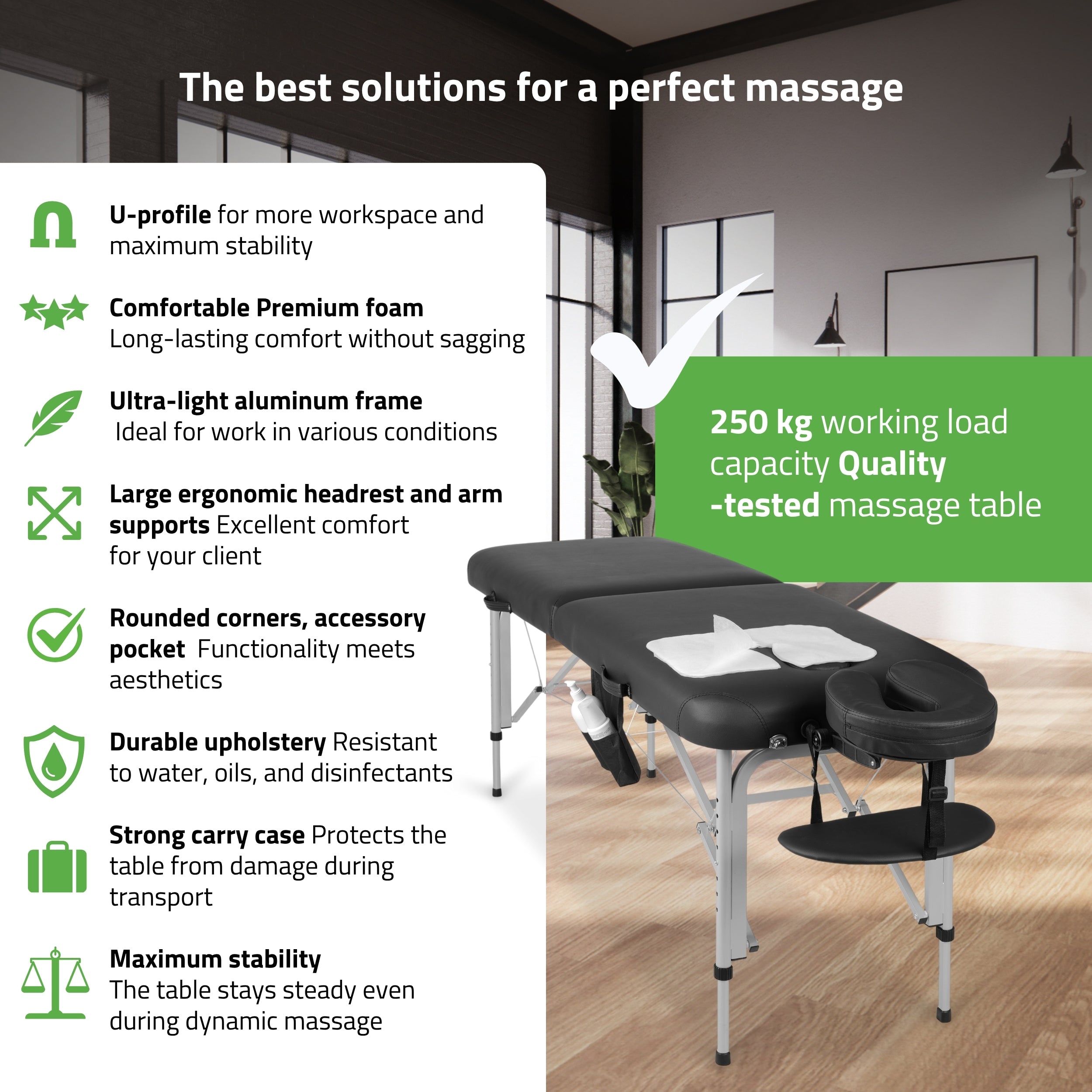Portable massage table Vera 60 Comfy Base K515 Black