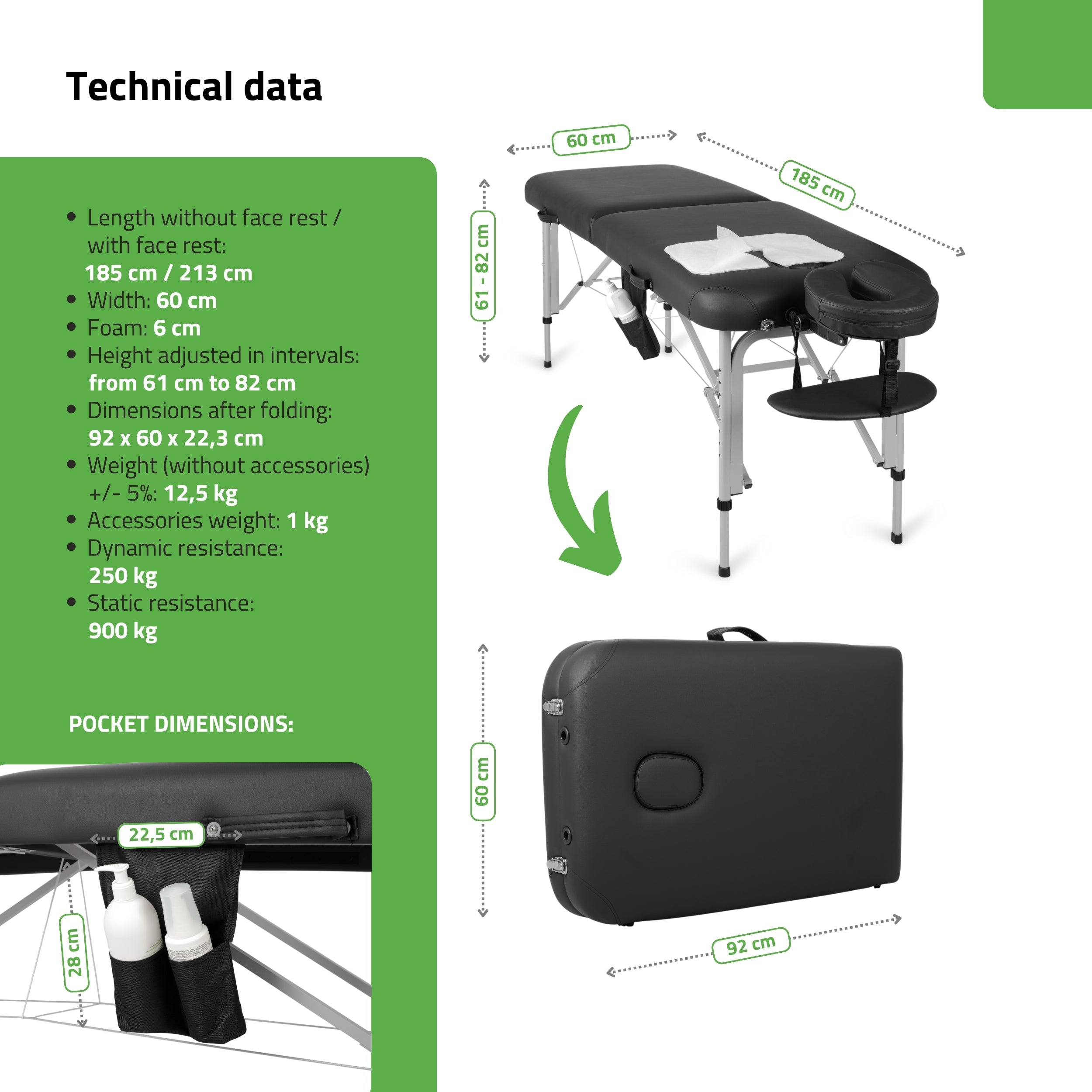 Portable massage table Vera 60 Comfy Base K515 Black