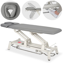 --Proxima V2 Ergo therapy table, electric height adjustment with foot control bar, ERGO cushion, Touch Core k322 gray-