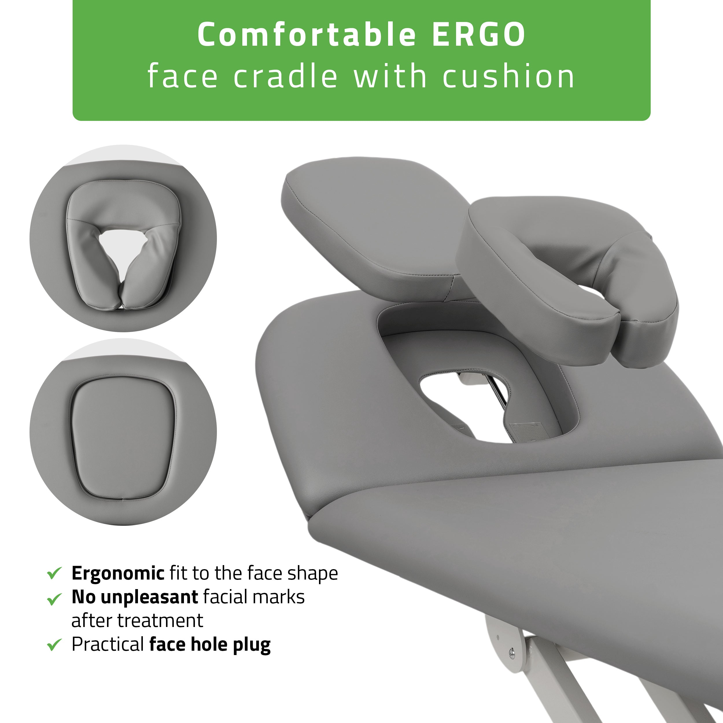 -4-Proxima V2 Ergo therapy table, electric height adjustment with foot control bar, ERGO cushion, Touch Core k322 gray-4