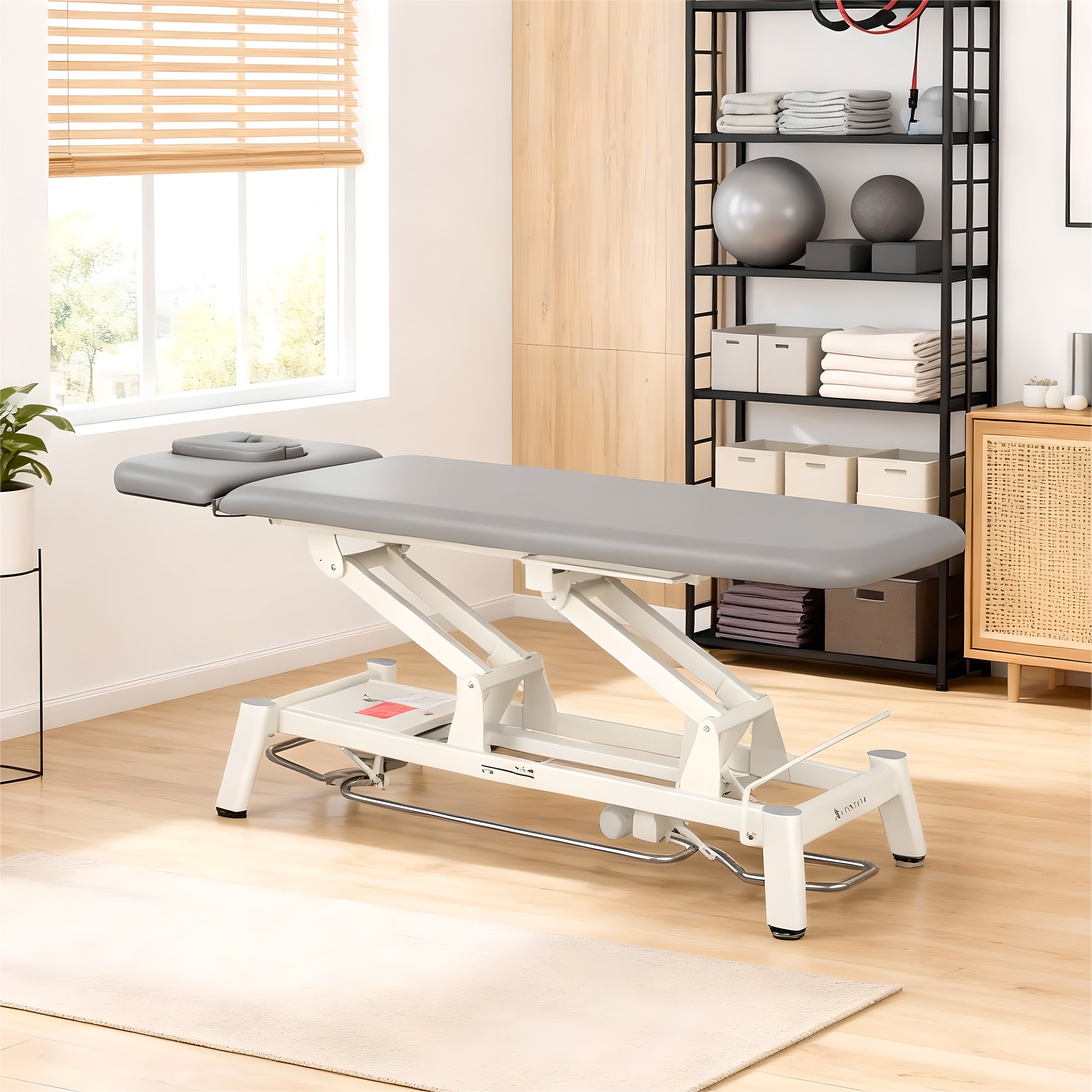 -1-Proxima V2 Ergo therapy table, electric height adjustment with foot control bar, ERGO cushion, Touch Core k322 gray-1