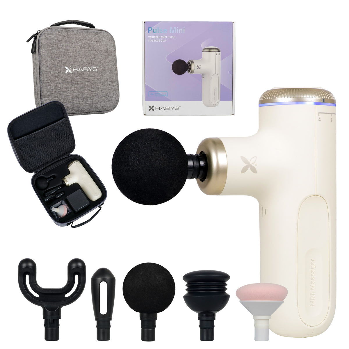 Mini masažo pistoletas Habys Pulse Mini – Ivory