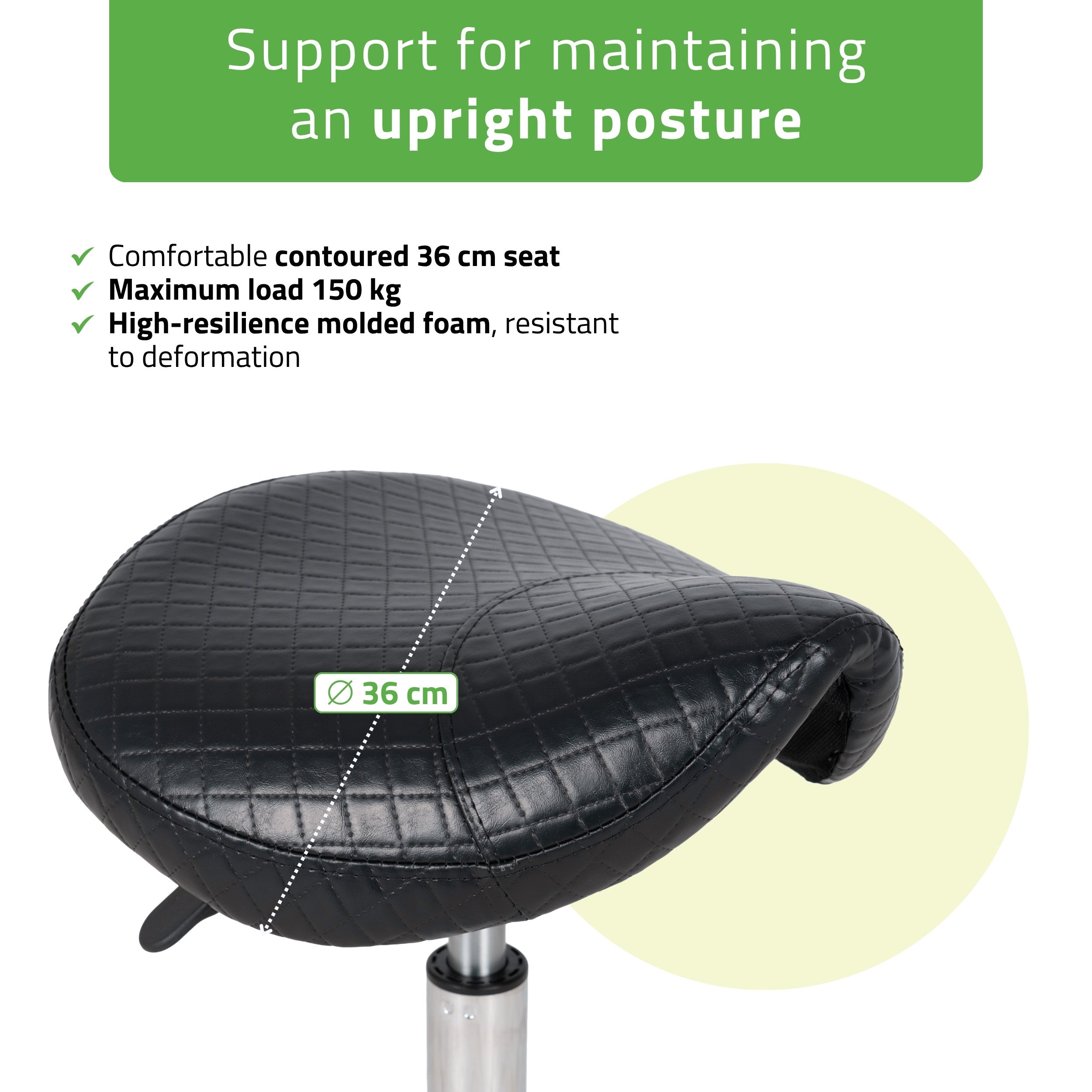 Saddle stool LOFI, Comfy Base k515 quilted black