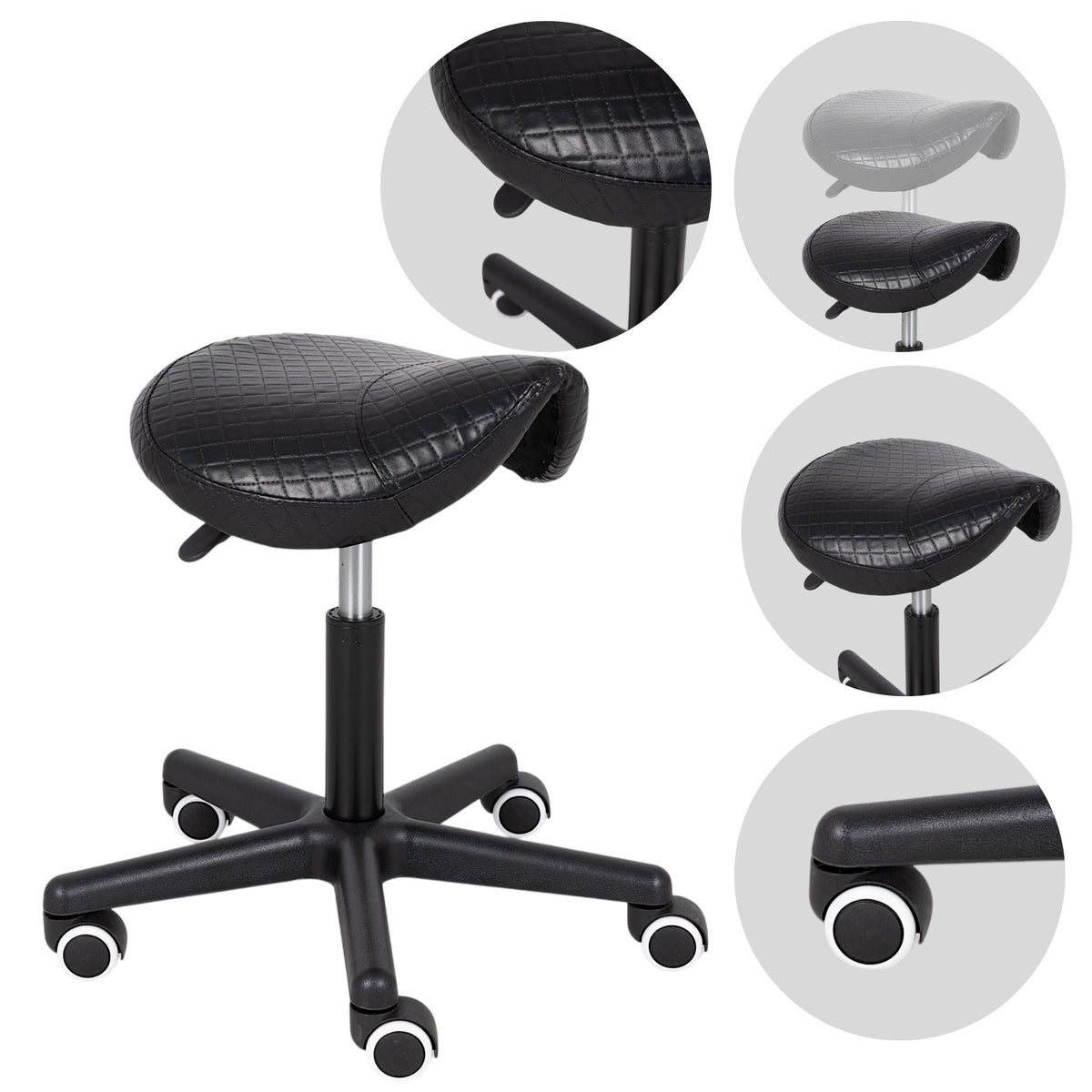 Meistro kėdutė balnas – Habys LUMO Comfy Base K515, juoda (dygsniuota)