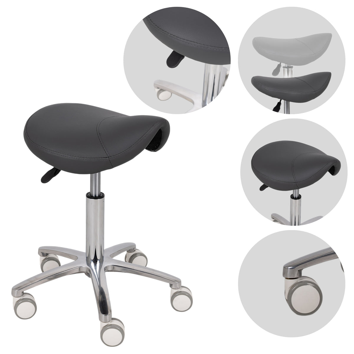 Saddle stool Lila, PVC k521 grey