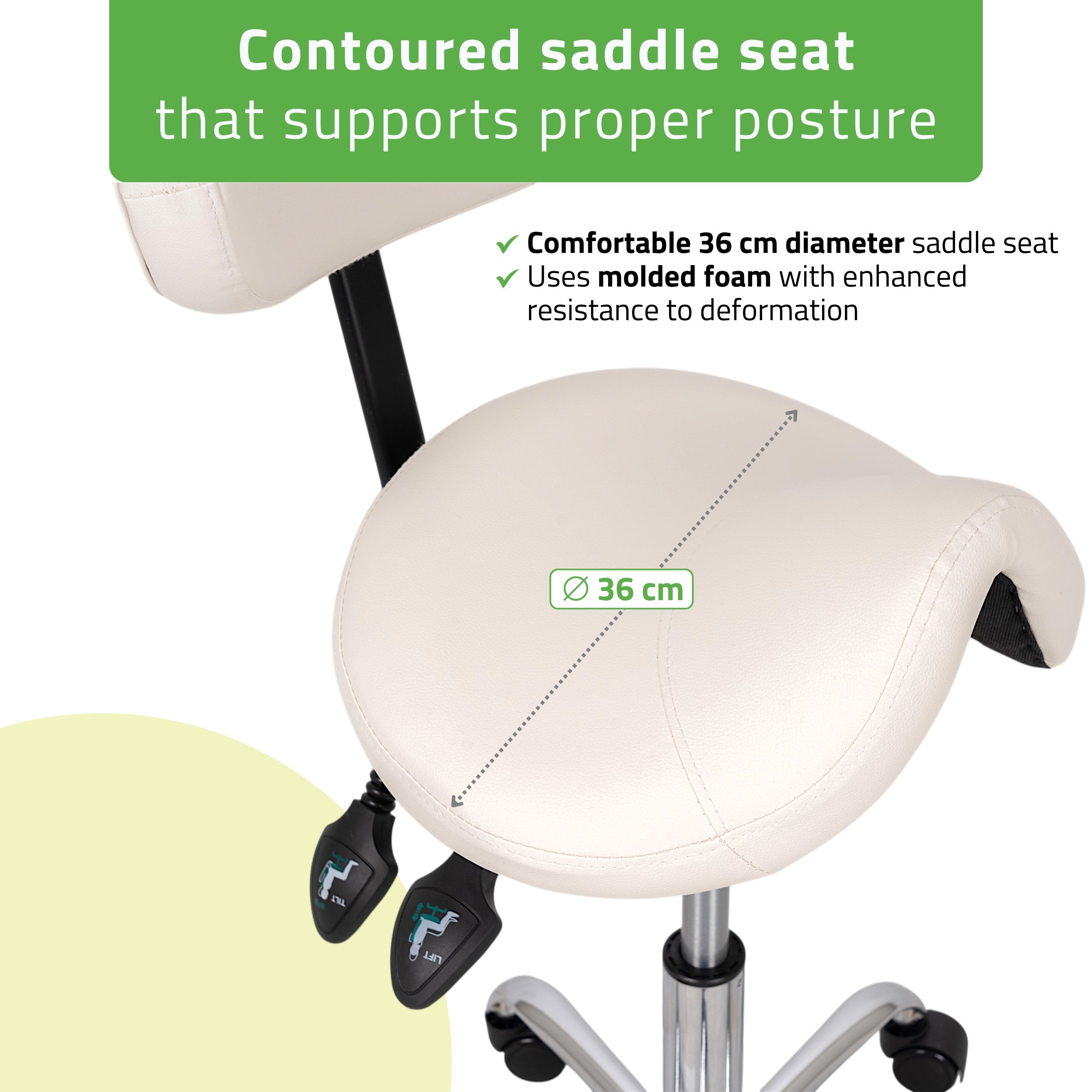 Saddle stool Sola, Comfy Base k501 white