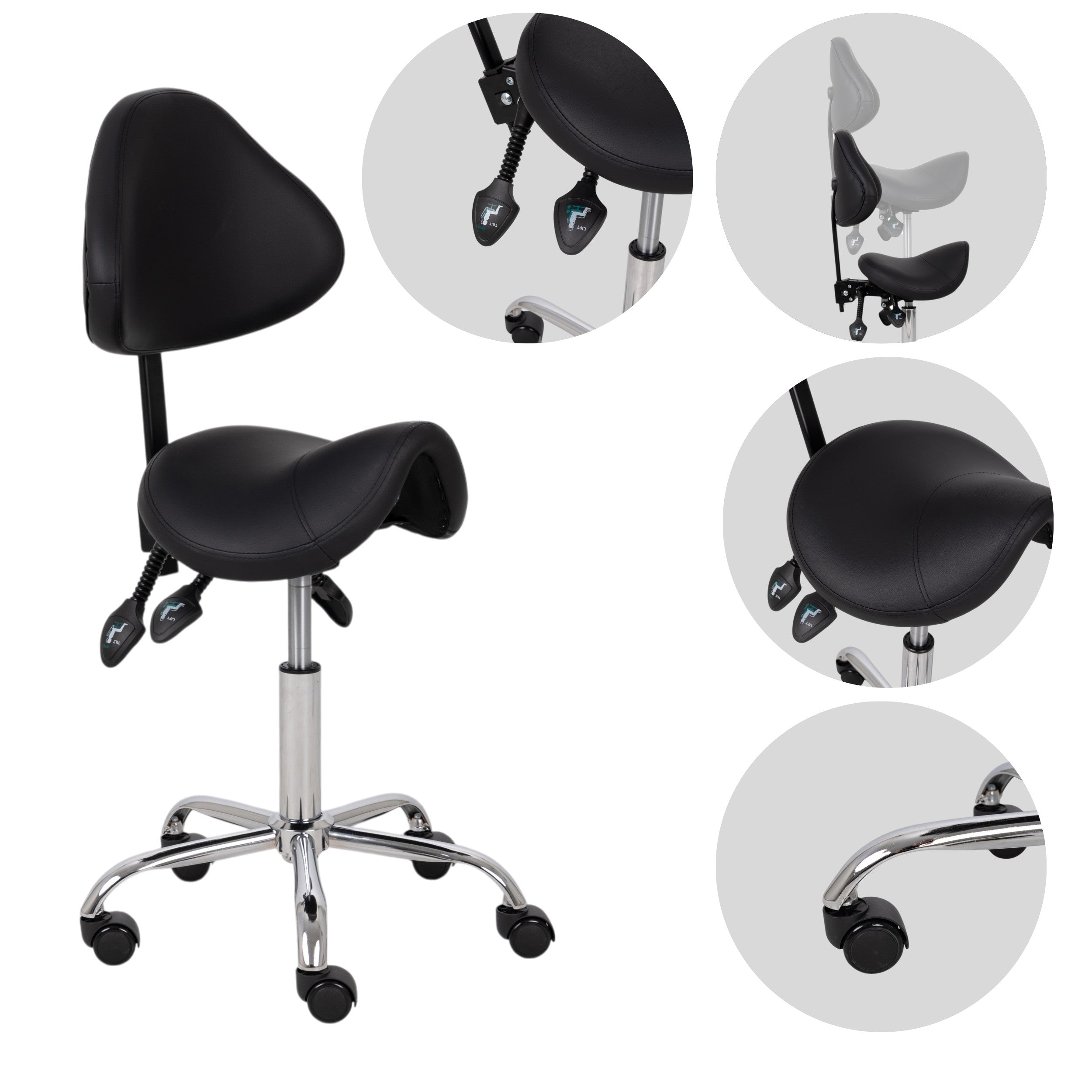 Saddle stool Sola, Comfy Base k515 black