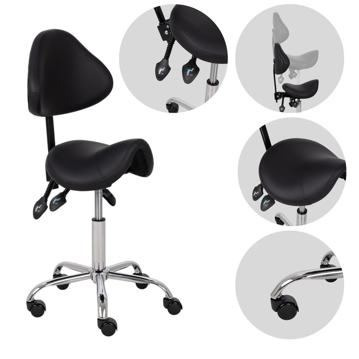 Saddle stool Sola, Comfy Base k515 black