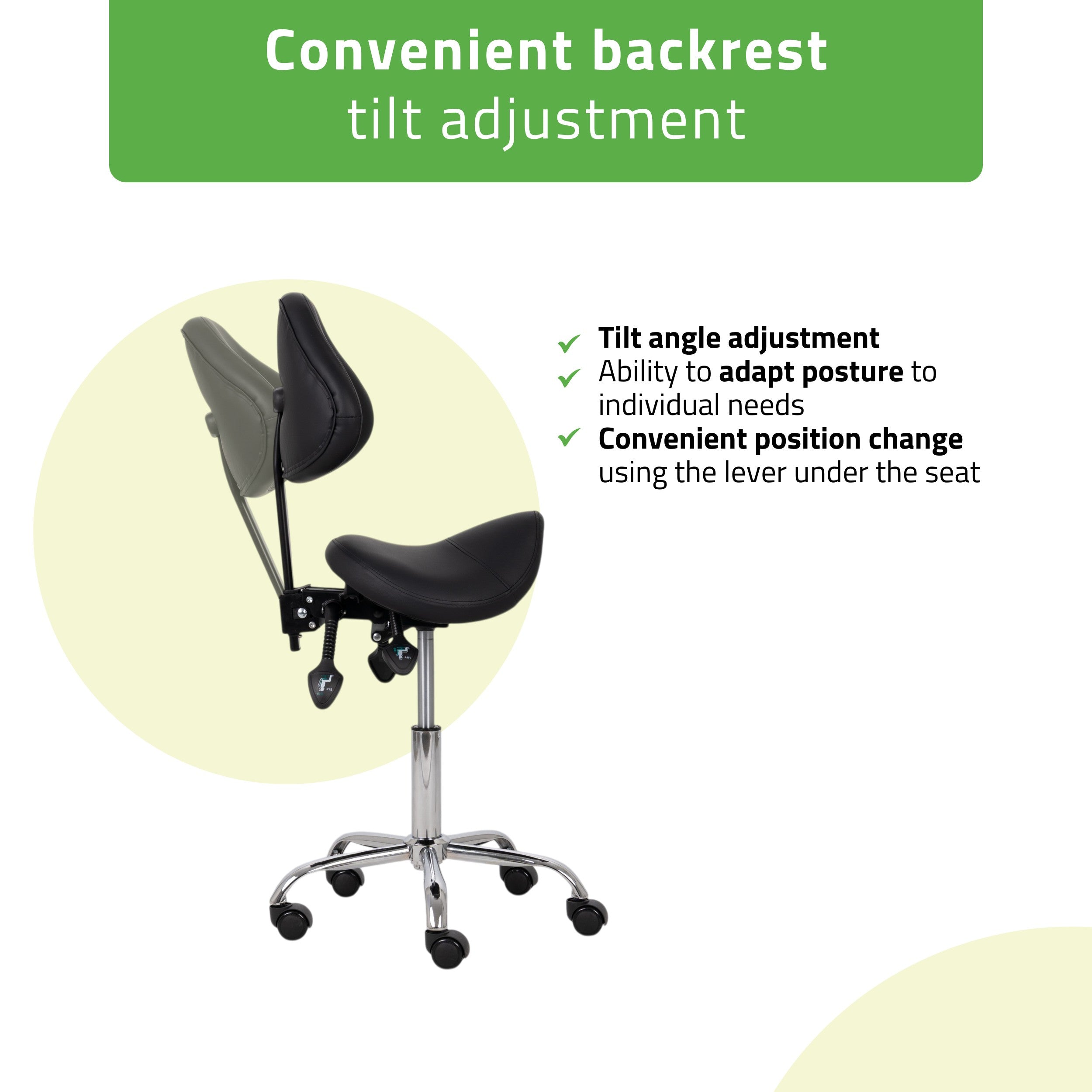 Saddle stool Sola, Comfy Base k515 black