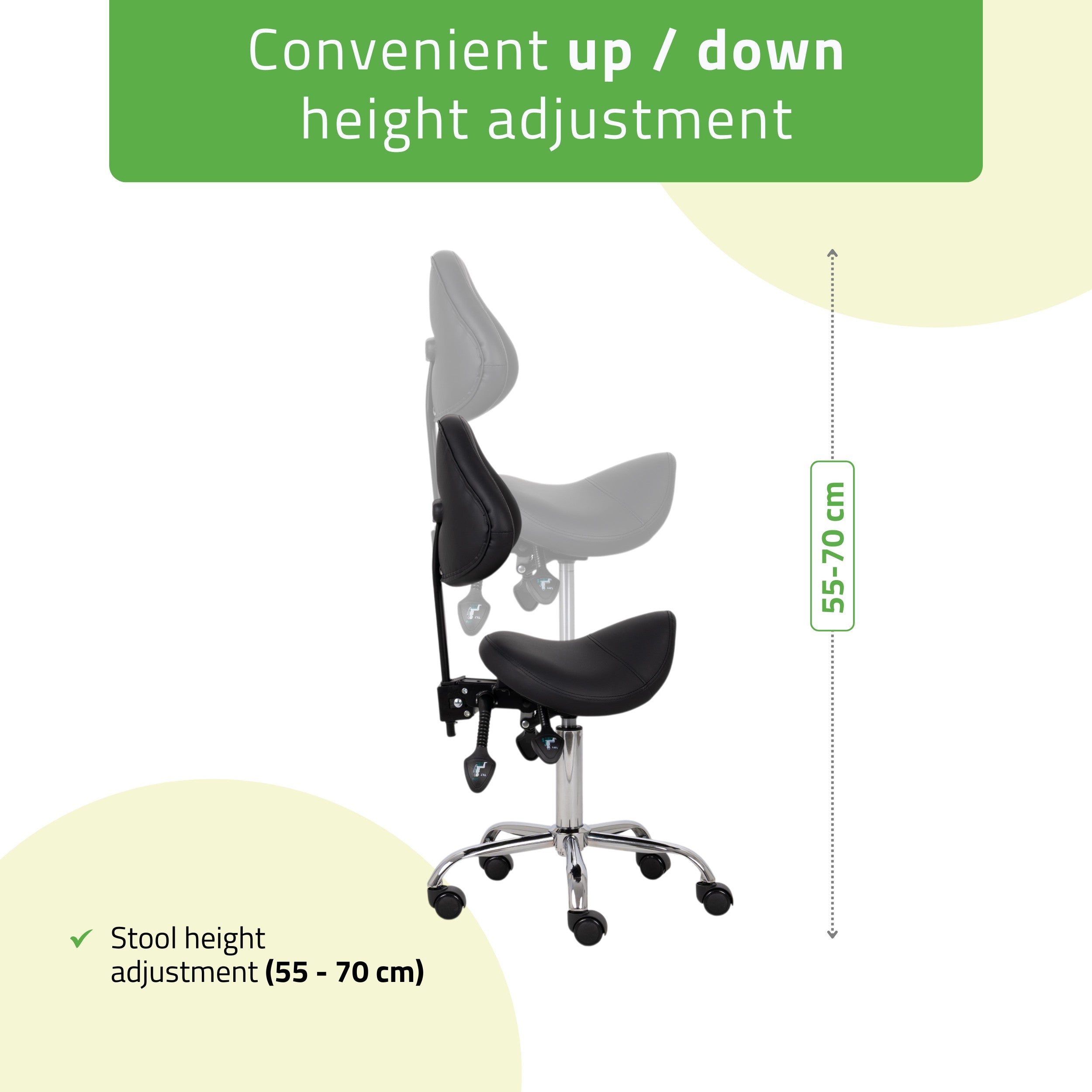 Saddle stool Sola, Comfy Base k515 black