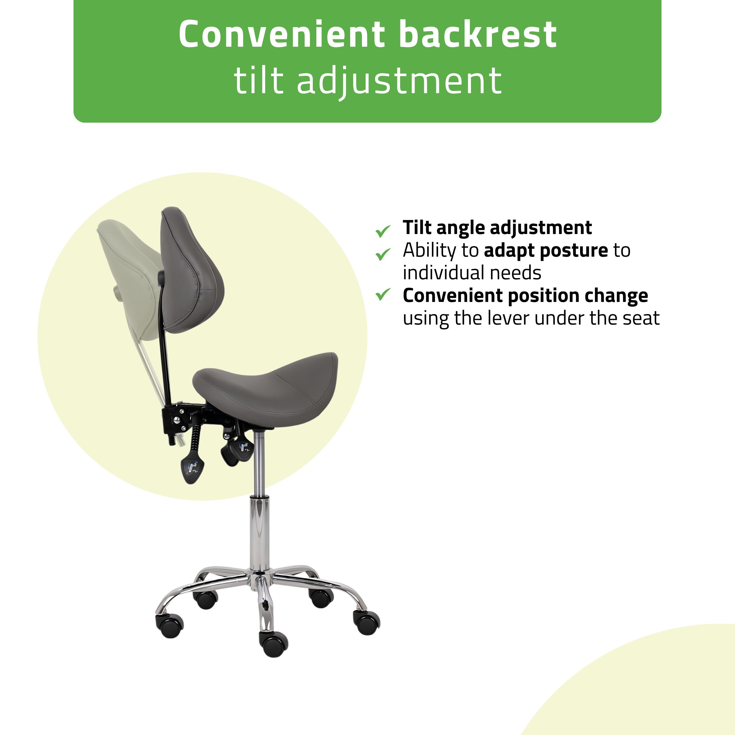 Saddle stool Sola, Comfy Base k521 grey