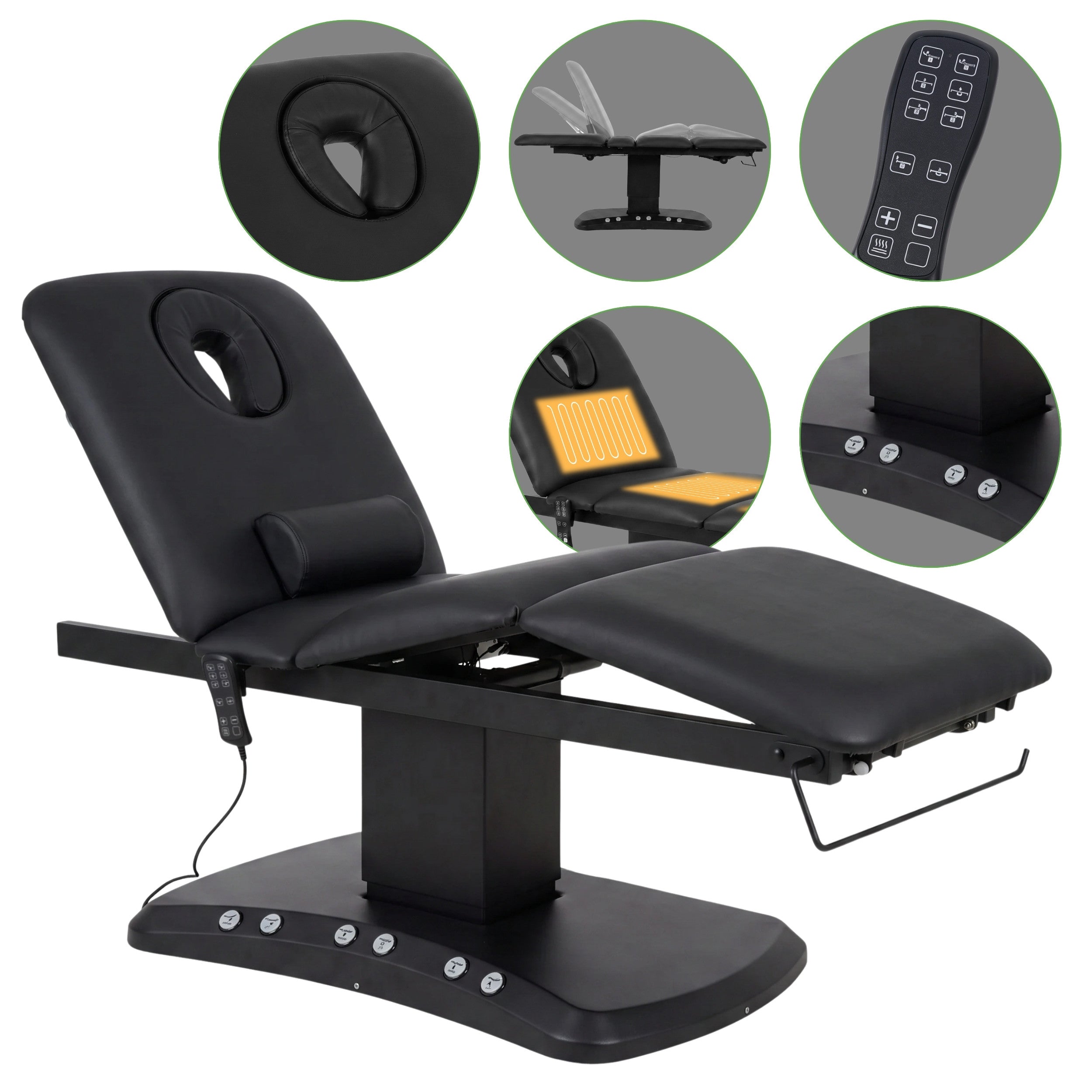 Serenity ERGO 4 elektrinis šildomas masažo stalas Satin Comfort K715, juodas