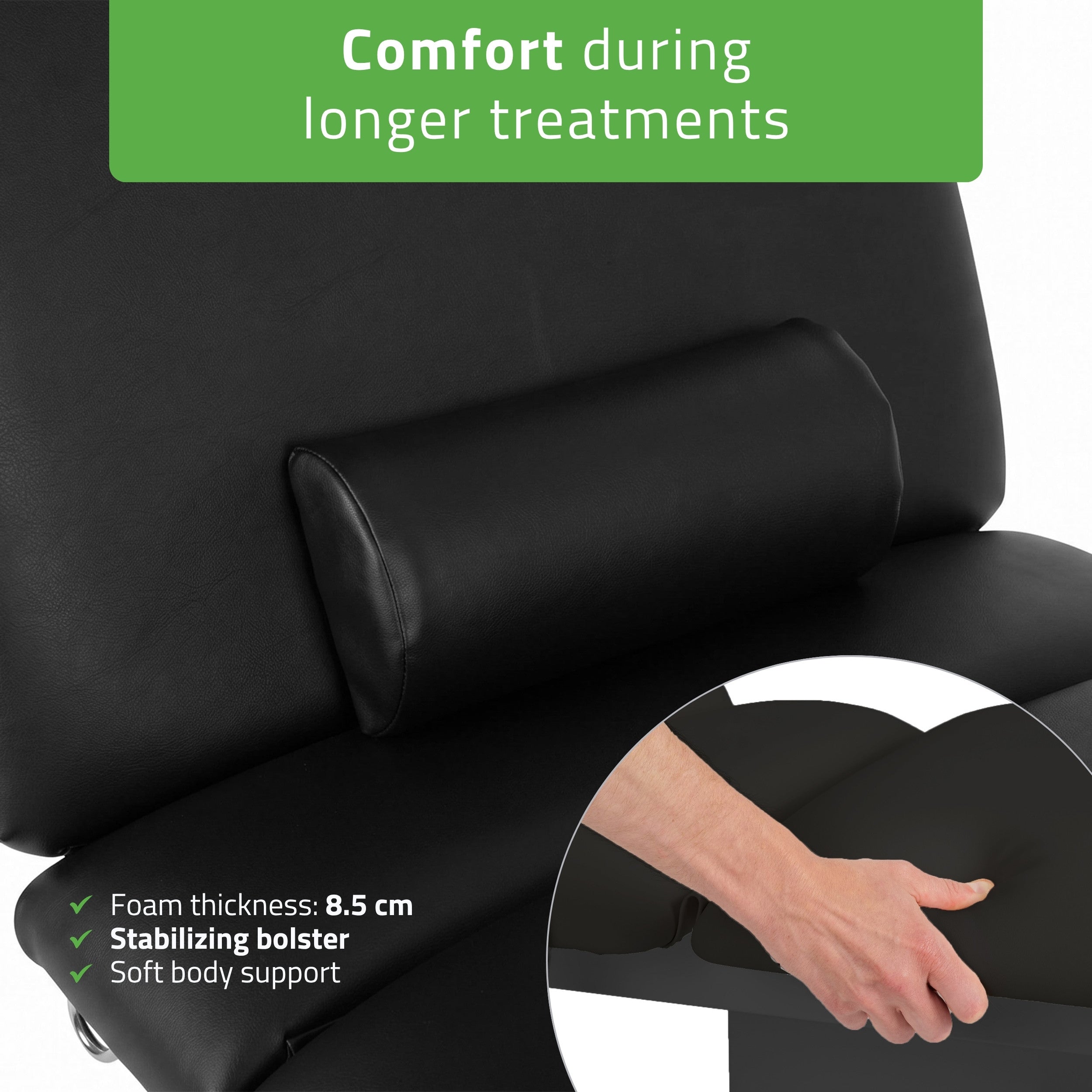 Serenity ERGO 4 elektrinis šildomas masažo stalas Satin Comfort K715, juodas