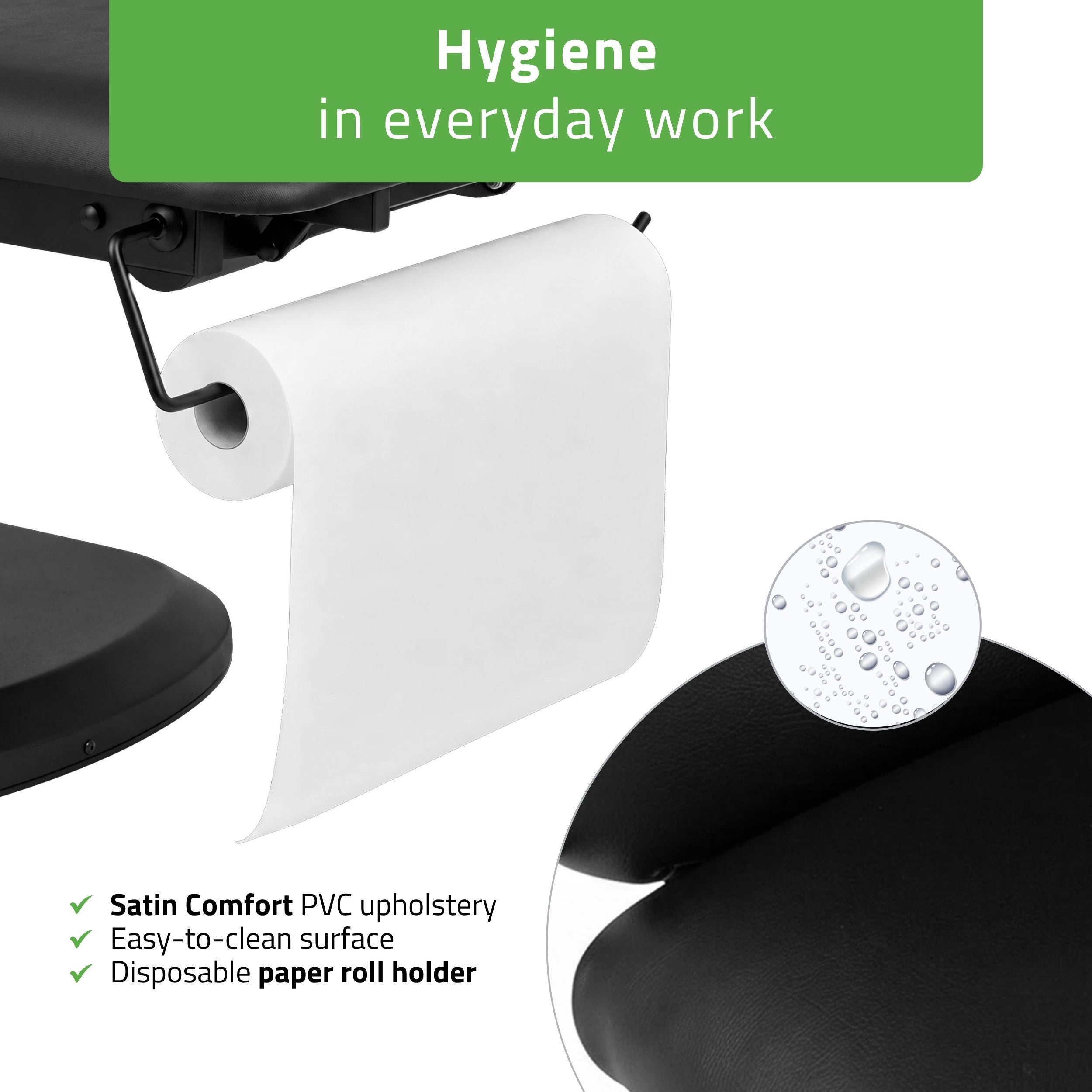 Serenity ERGO 4 elektrinis šildomas masažo stalas Satin Comfort K715, juodas