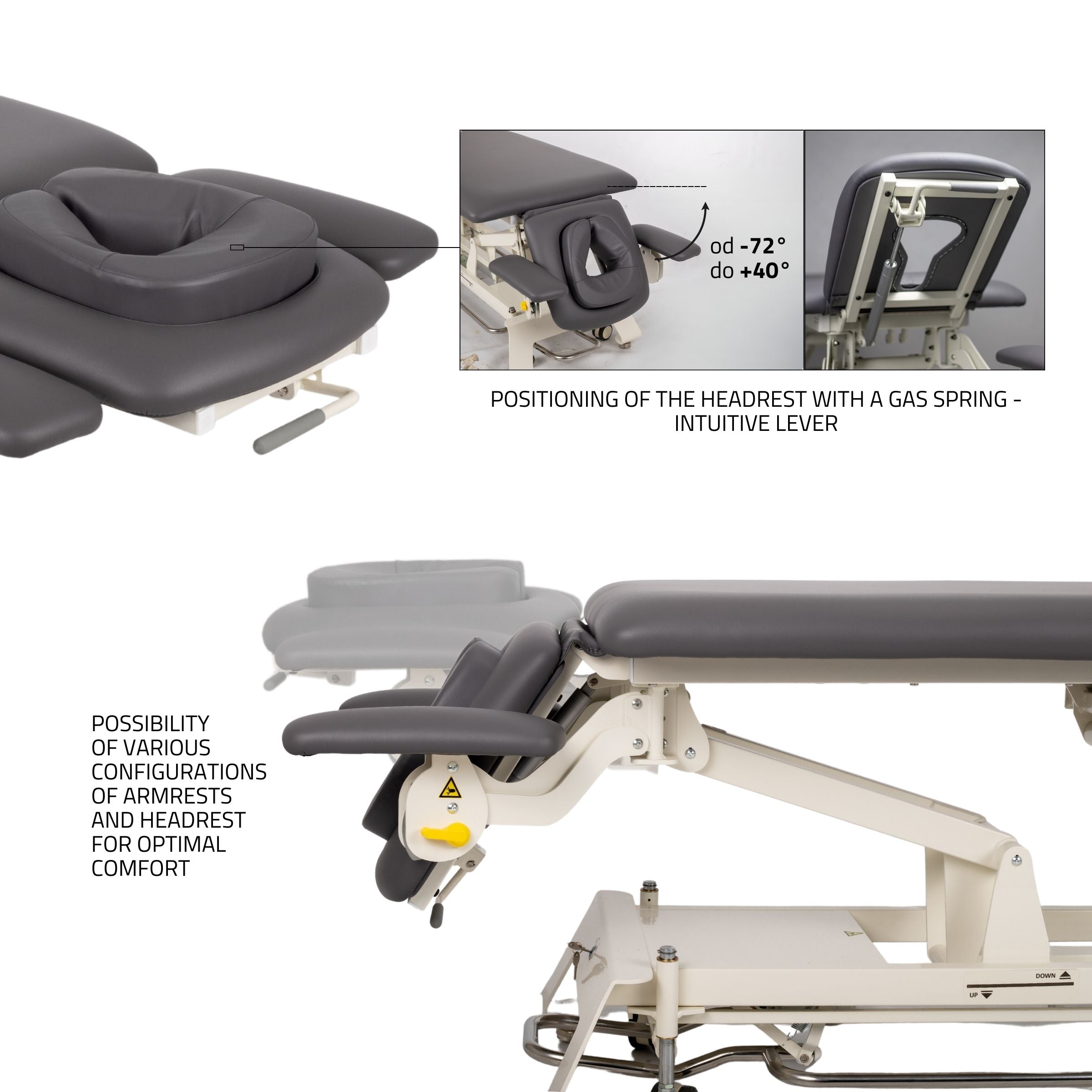 Stationary massage table Evero V4 ERGO Touch Core k322 Gray